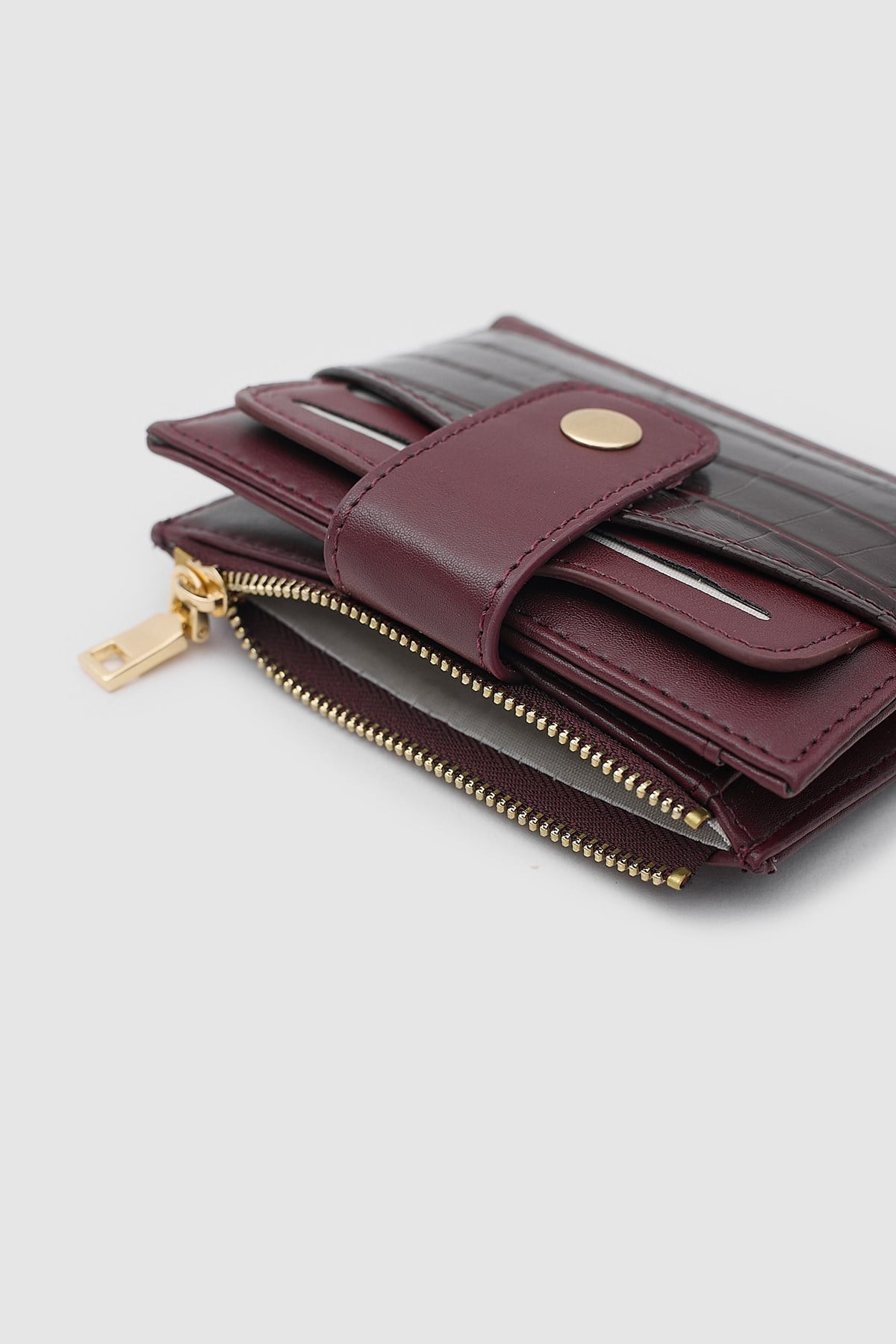 Shulebags Rosa Kroko Desenli Kadın Kartlık Bordo görsel 3