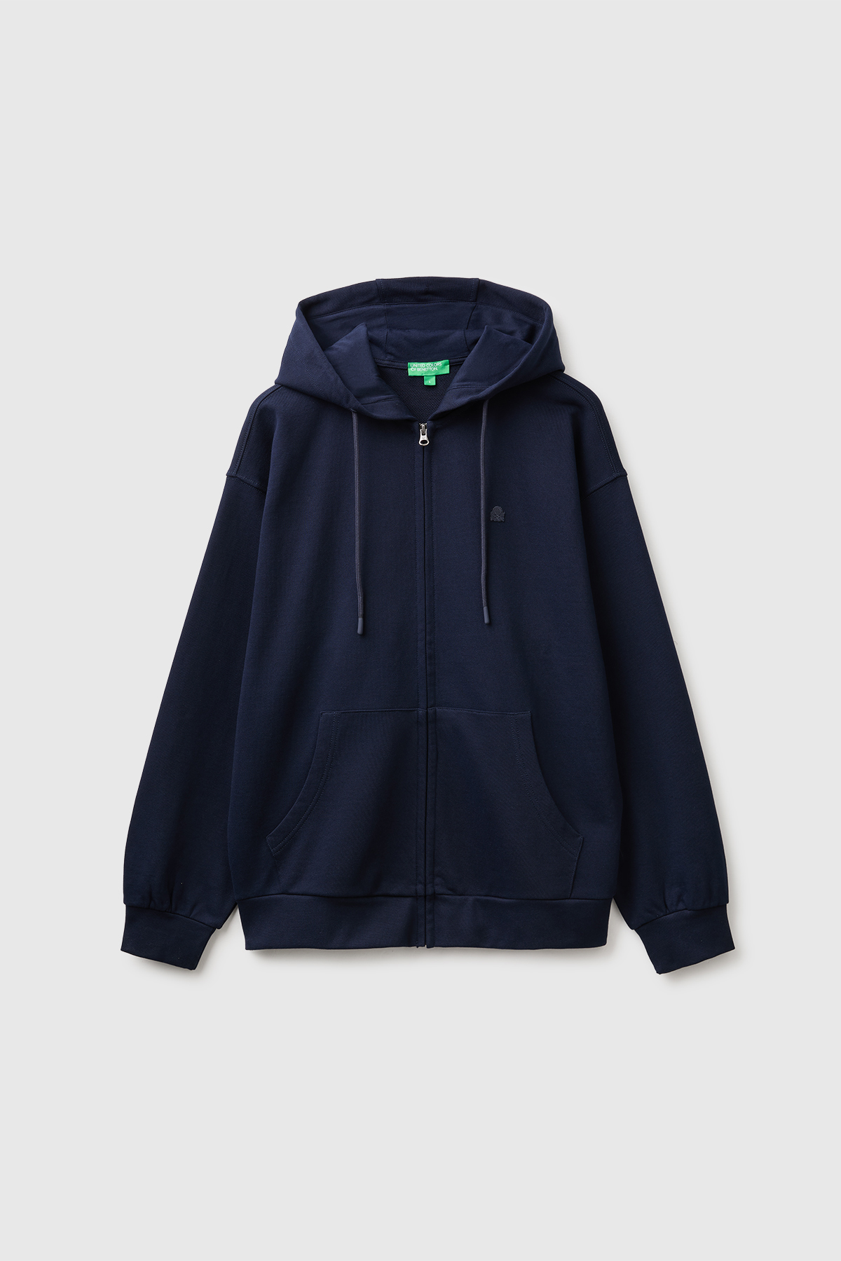 United Colors Of Benetton Erkek Lacivert %100 Pamuk Dar Kesim Fermuarlı Kapüşonlu Sweatshirt