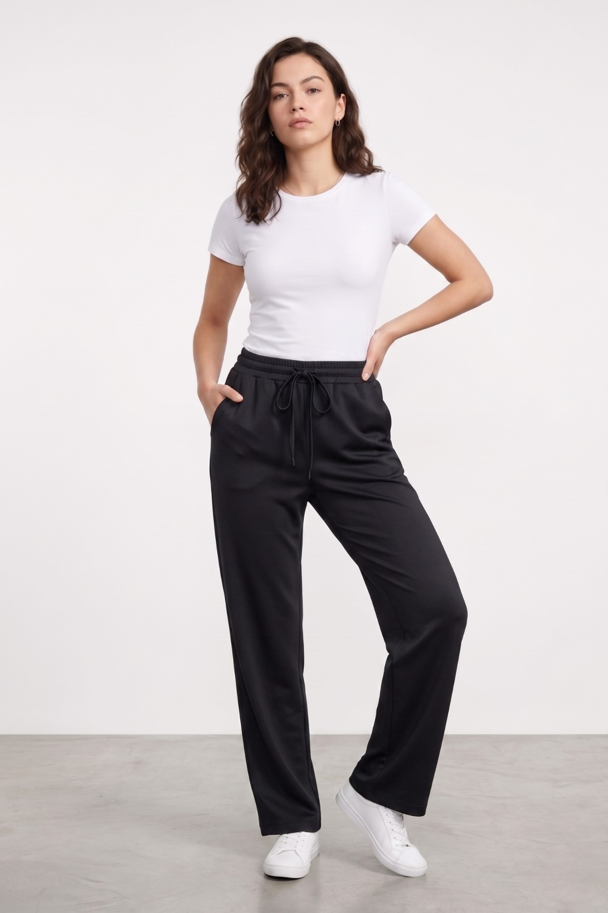 Genius Store Kadın Pantolon Beli Lastikli Cepli Rahat Kalıp Kadın Spor Pantolon