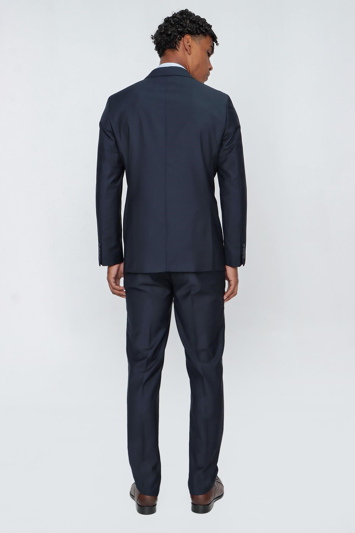 İMZA Lacivert Mono Yaka 4 Drop Comfort Fit Tam Astar Esnek Takım Elbise 1001260009 görsel 5