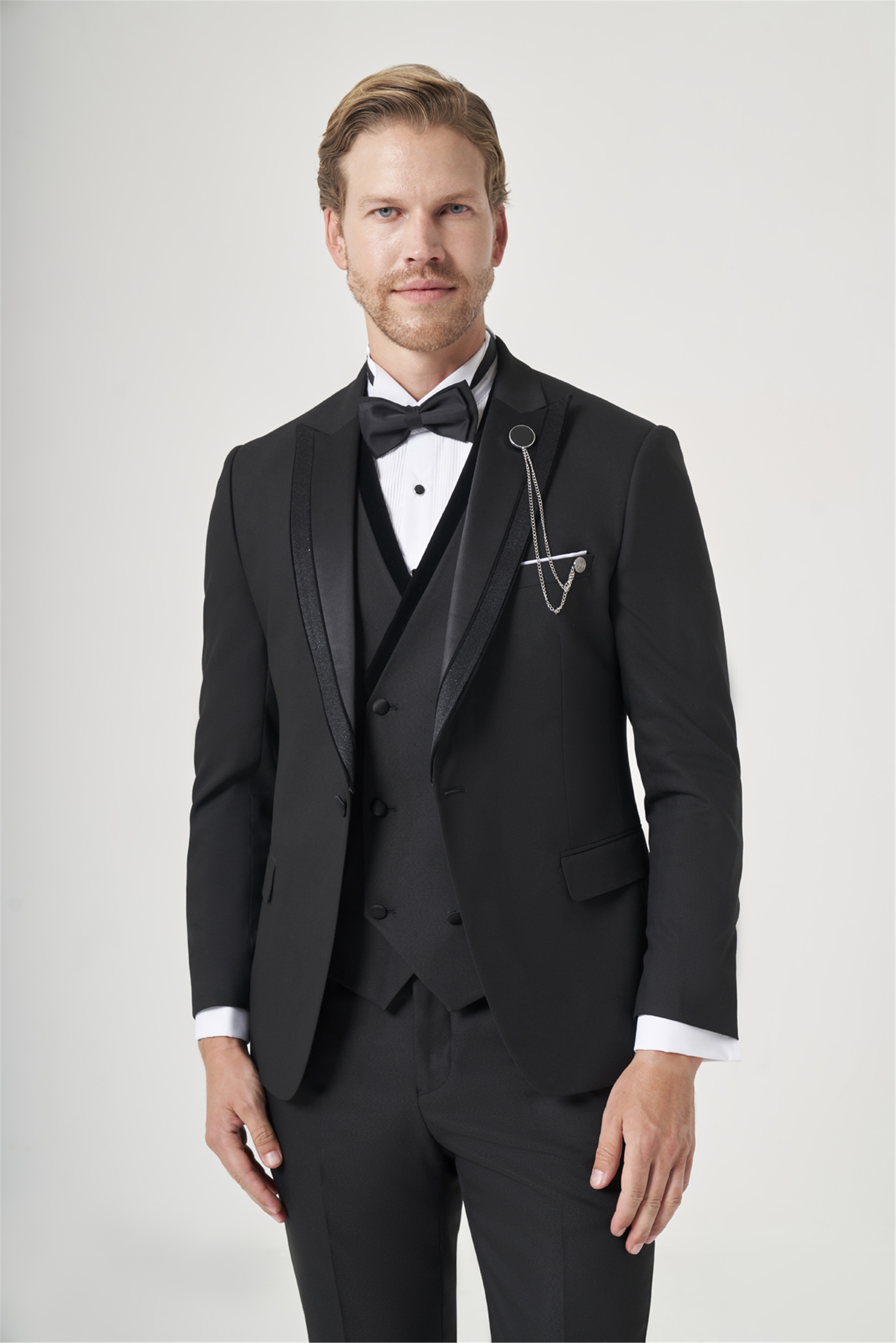 İMZA Siyah 6 Drop Slim Fit Esnek Yelekli Damatlık 1001260388 görsel 2