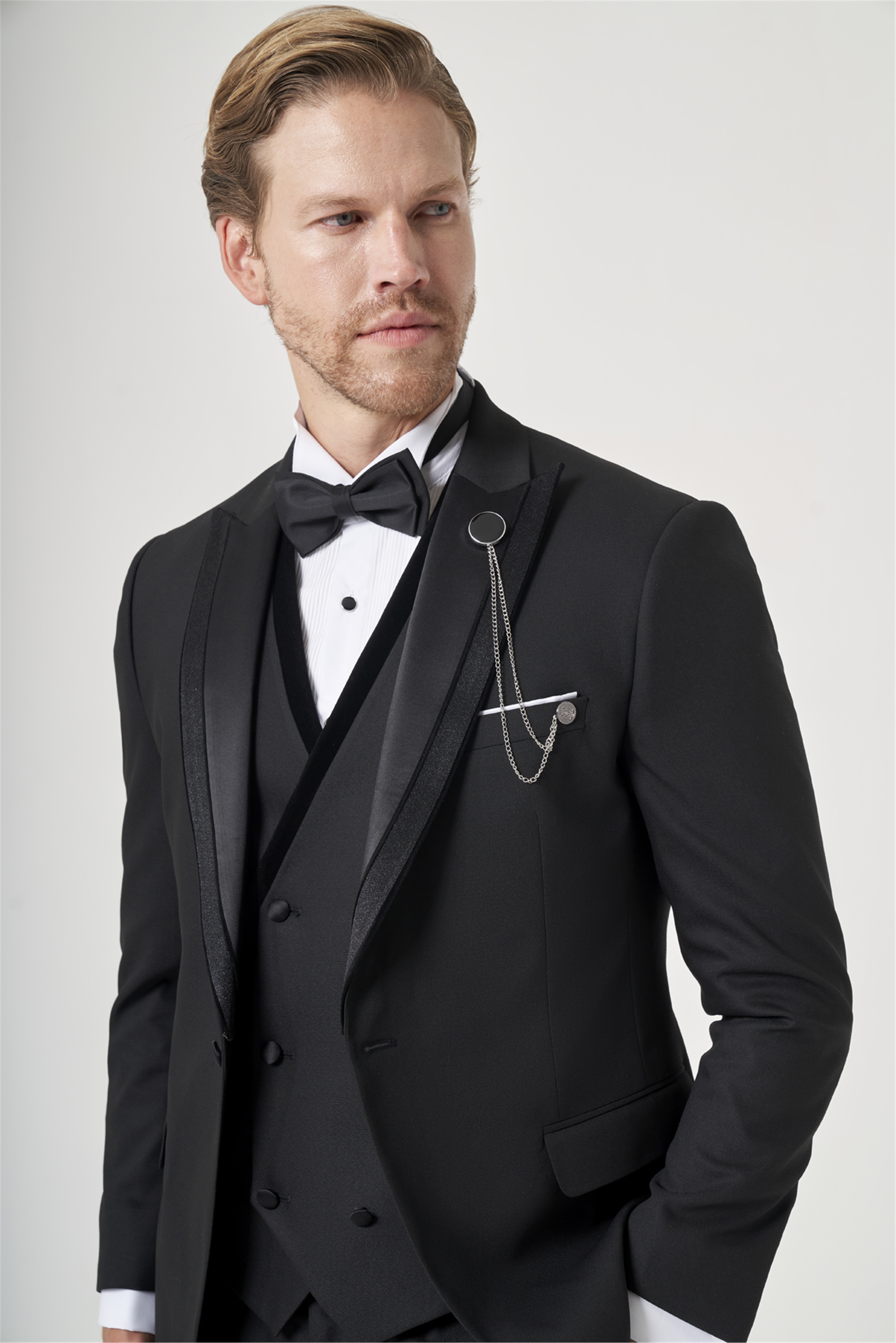 İMZA Siyah 6 Drop Slim Fit Esnek Yelekli Damatlık 1001260388 görsel 4