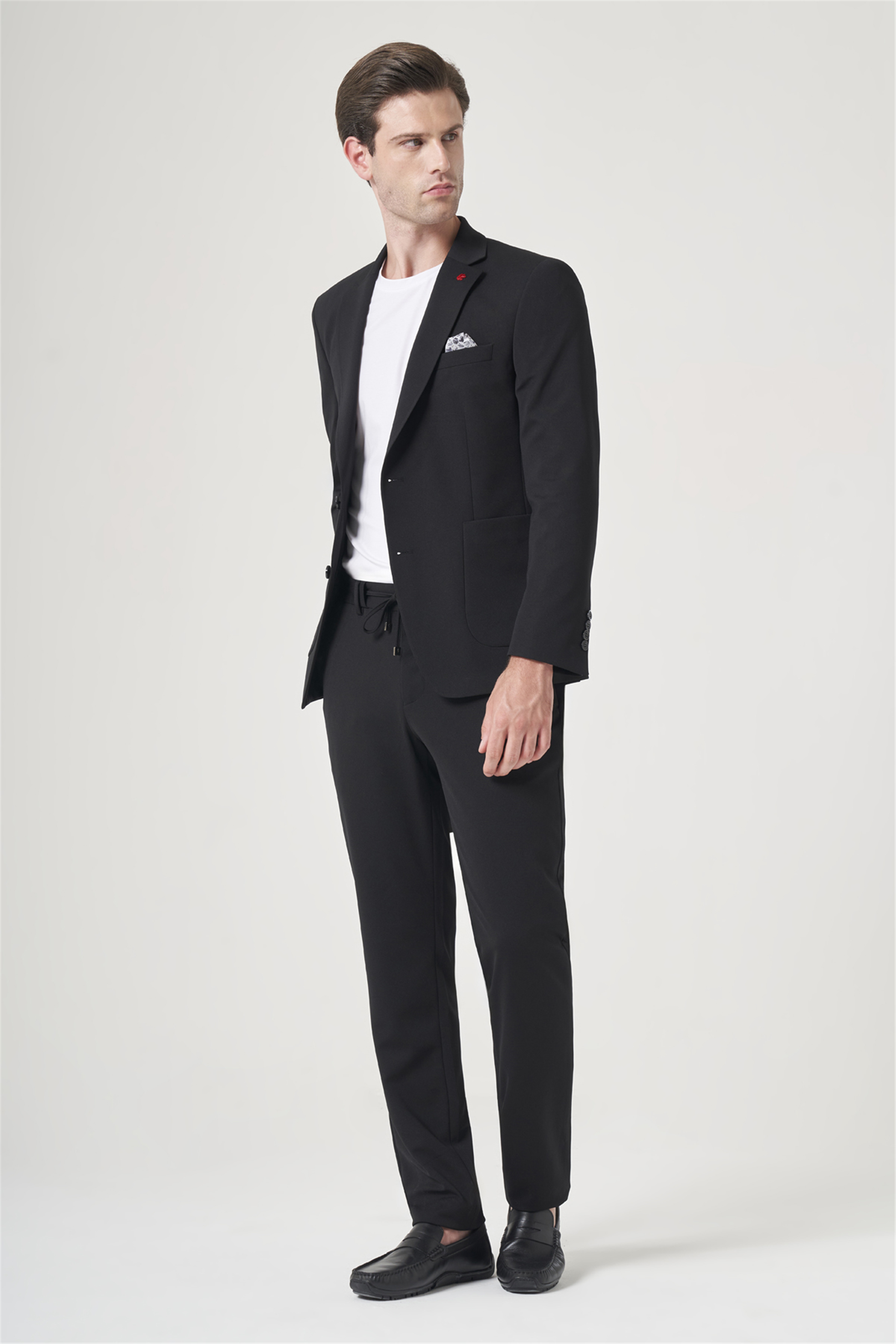 İMZA Siyah Mono Yaka 6 Drop Slim Fit Beli Lastikli Takım Elbise 1001260194