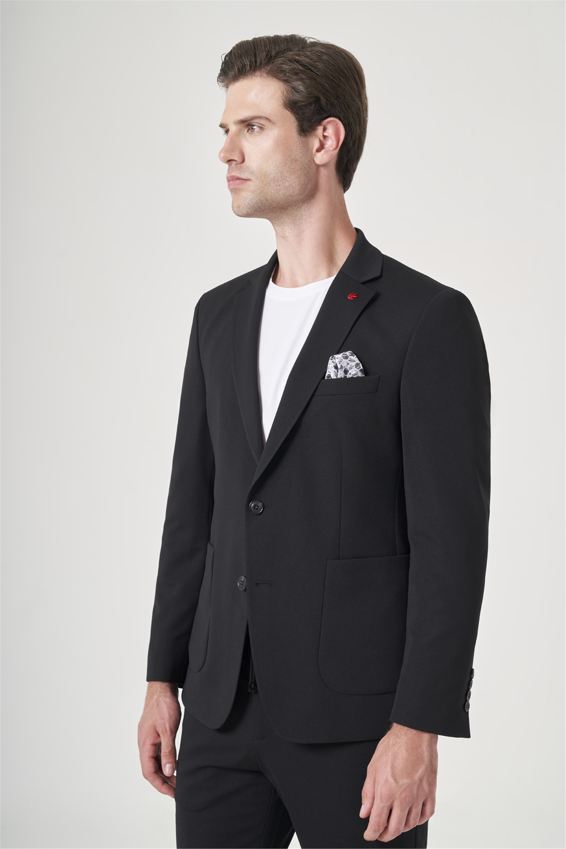 İMZA Siyah Mono Yaka 6 Drop Slim Fit Beli Lastikli Takım Elbise 1001260194 görsel 2