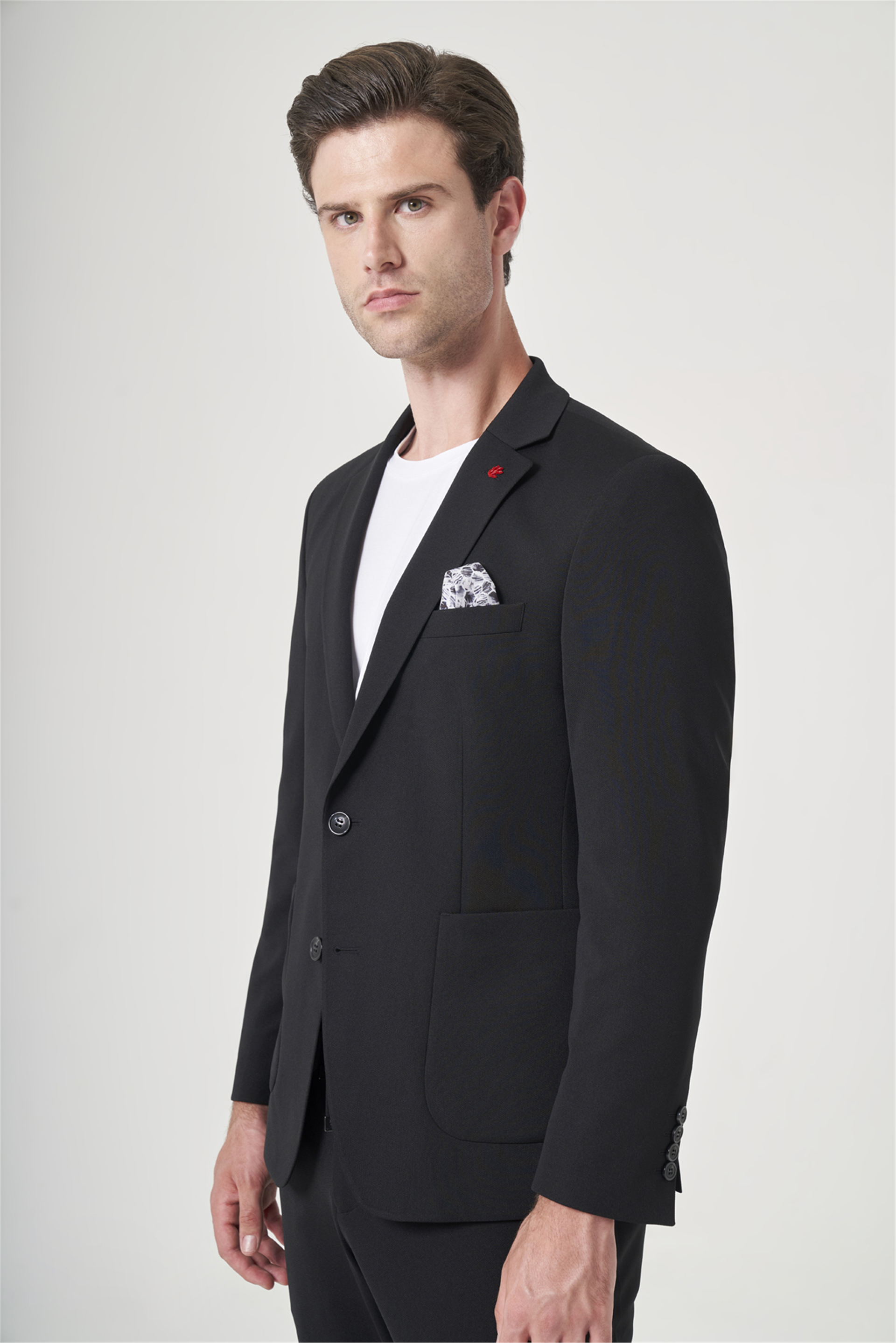 İMZA Siyah Mono Yaka 6 Drop Slim Fit Beli Lastikli Takım Elbise 1001260194 görsel 3