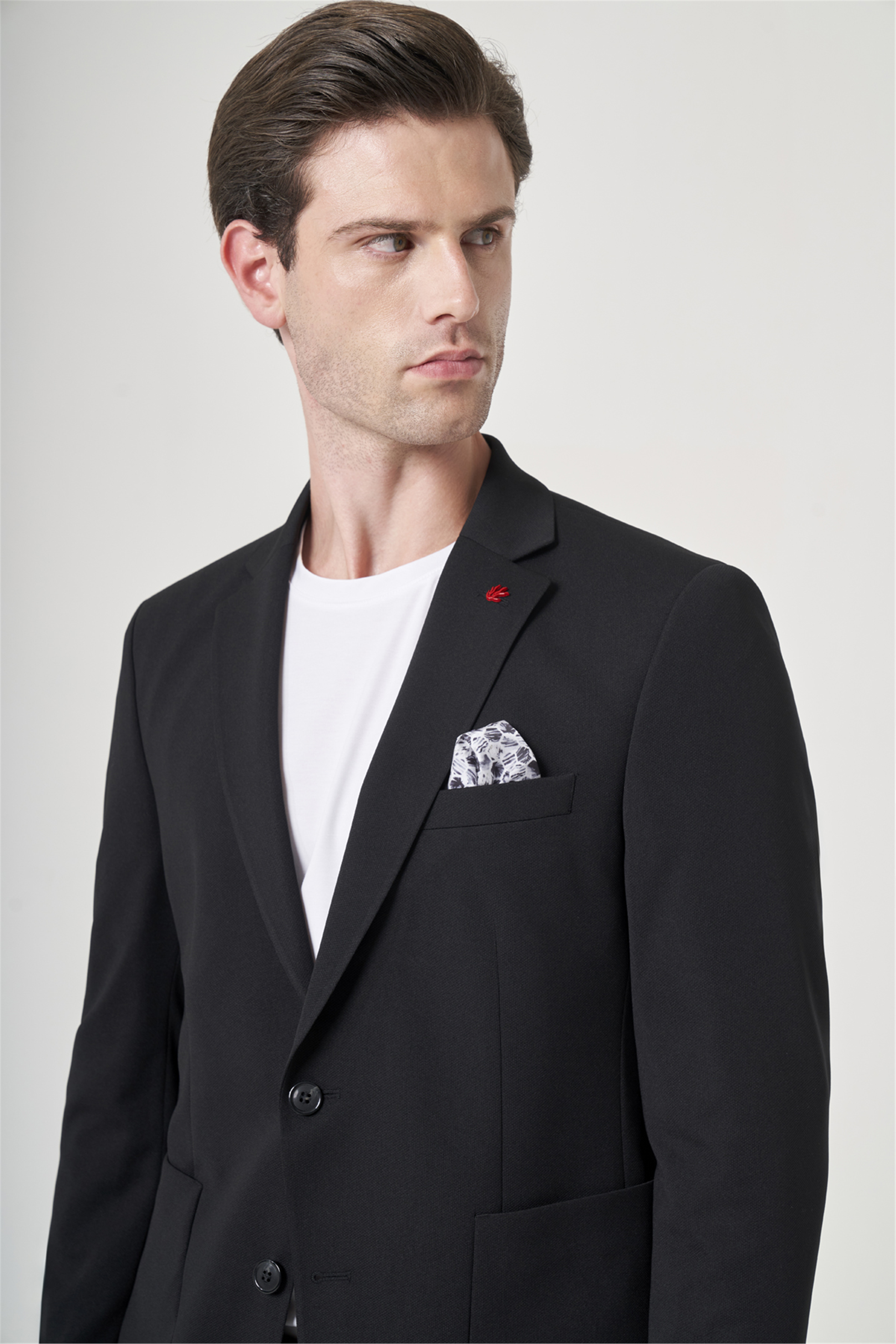 İMZA Siyah Mono Yaka 6 Drop Slim Fit Beli Lastikli Takım Elbise 1001260194 görsel 4