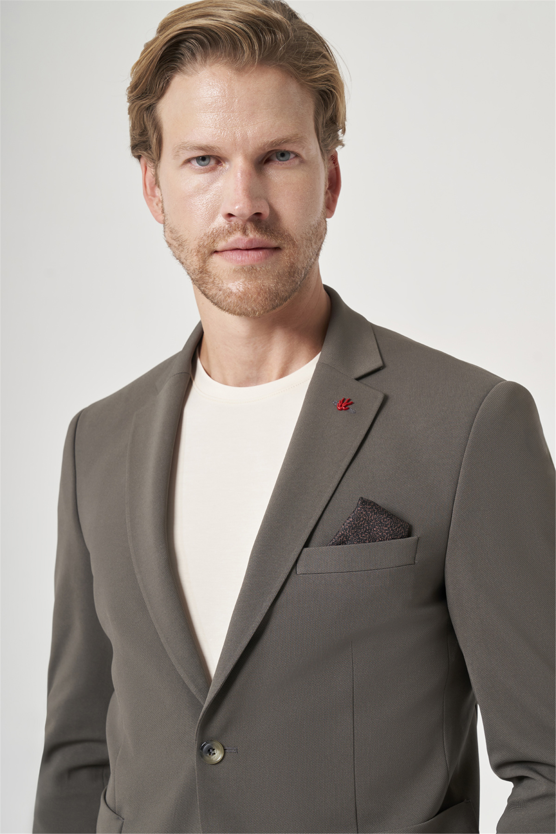 İMZA Haki Mono Yaka 6 Drop Slim Fit Beli Lastikli Takım Elbise 1001260194 görsel 4