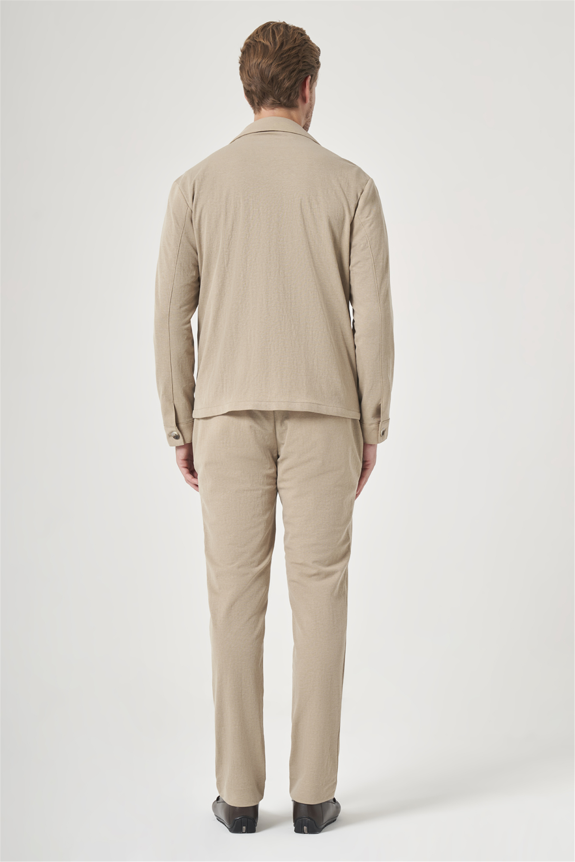 İMZA Bej Berberi Yaka Örme Beli Lastikli 6 Drop Slim Fit Astarsız Esnek Takım Elbise 1001260177 görsel 5