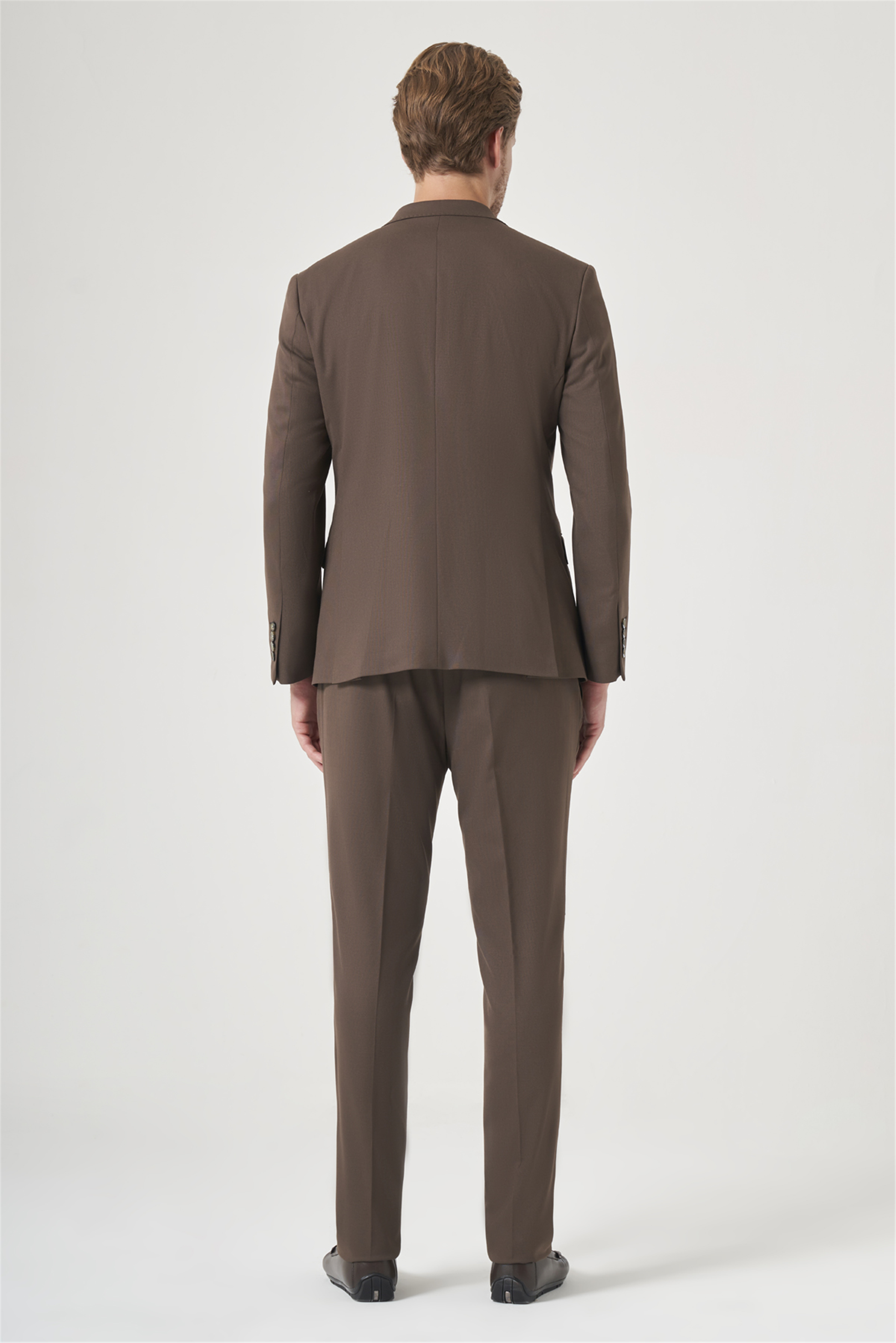 İMZA Kahverengi Kırlangıç Yaka 6 Drop Slim Fit Tam Astar Esnek Takım Elbise 1001260148 görsel 5