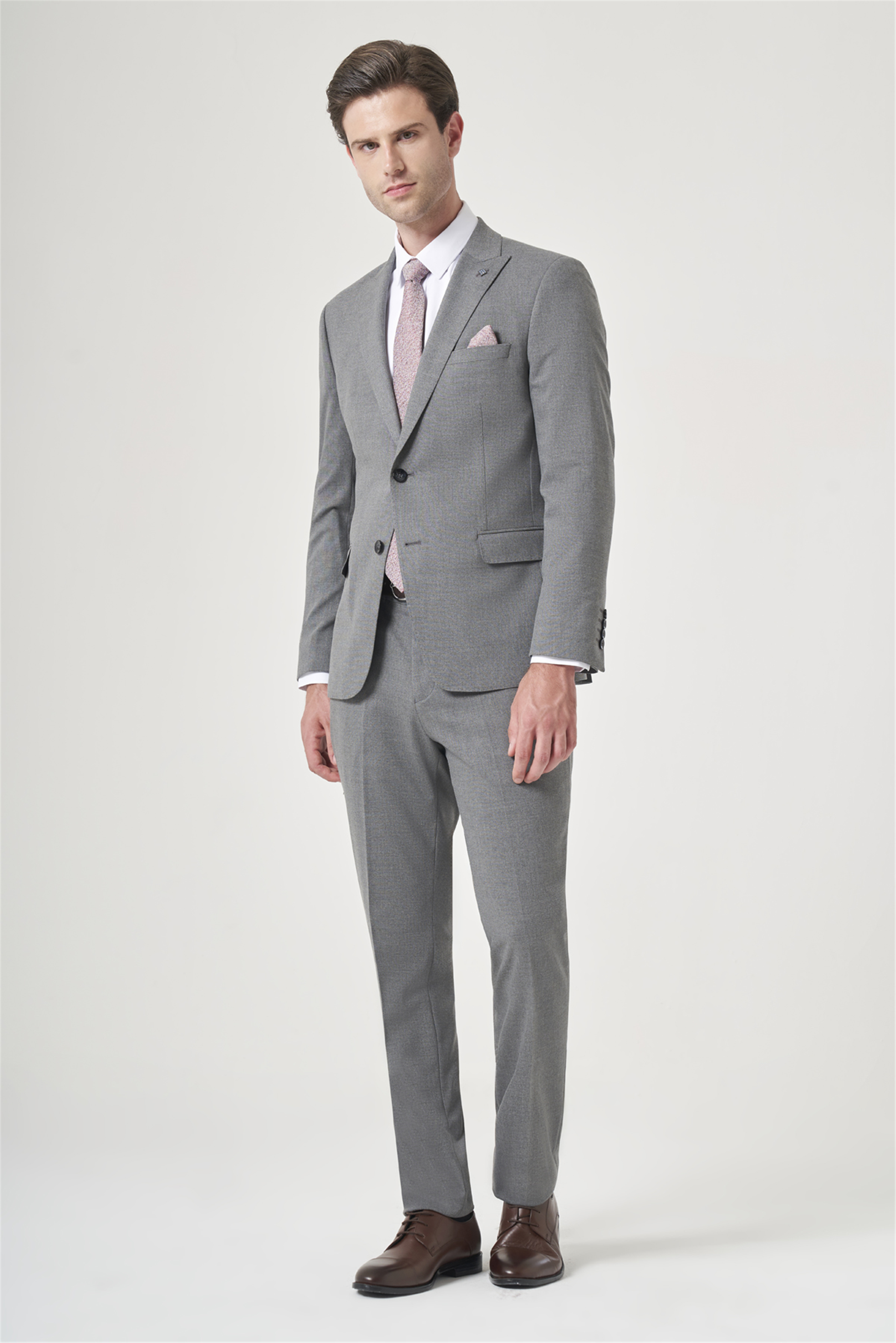 İMZA Gri Kırlangıç Yaka 6 Drop Slim Fit Tam Astar Esnek Takım Elbise 1001260148