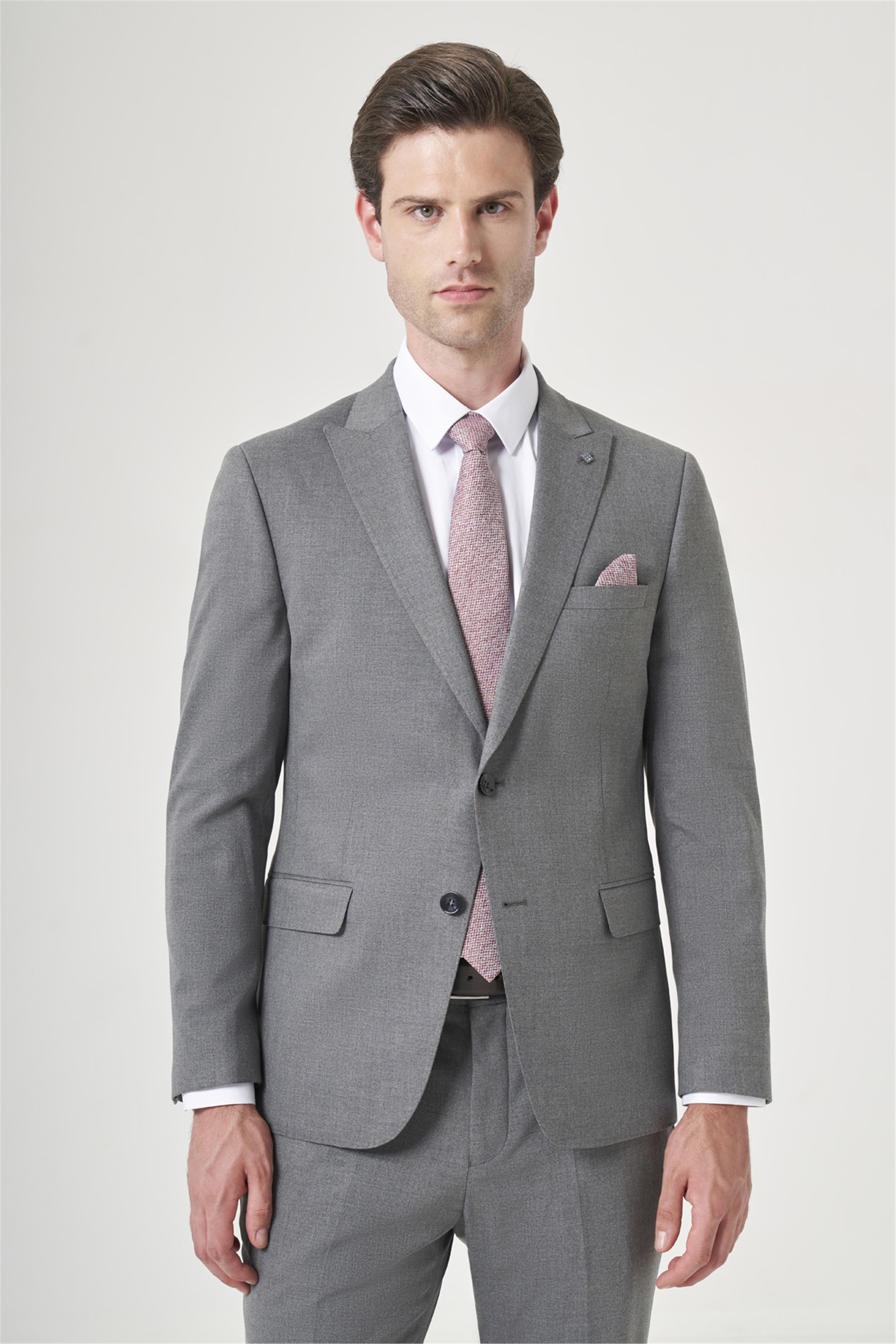 İMZA Gri Kırlangıç Yaka 6 Drop Slim Fit Tam Astar Esnek Takım Elbise 1001260148 görsel 2