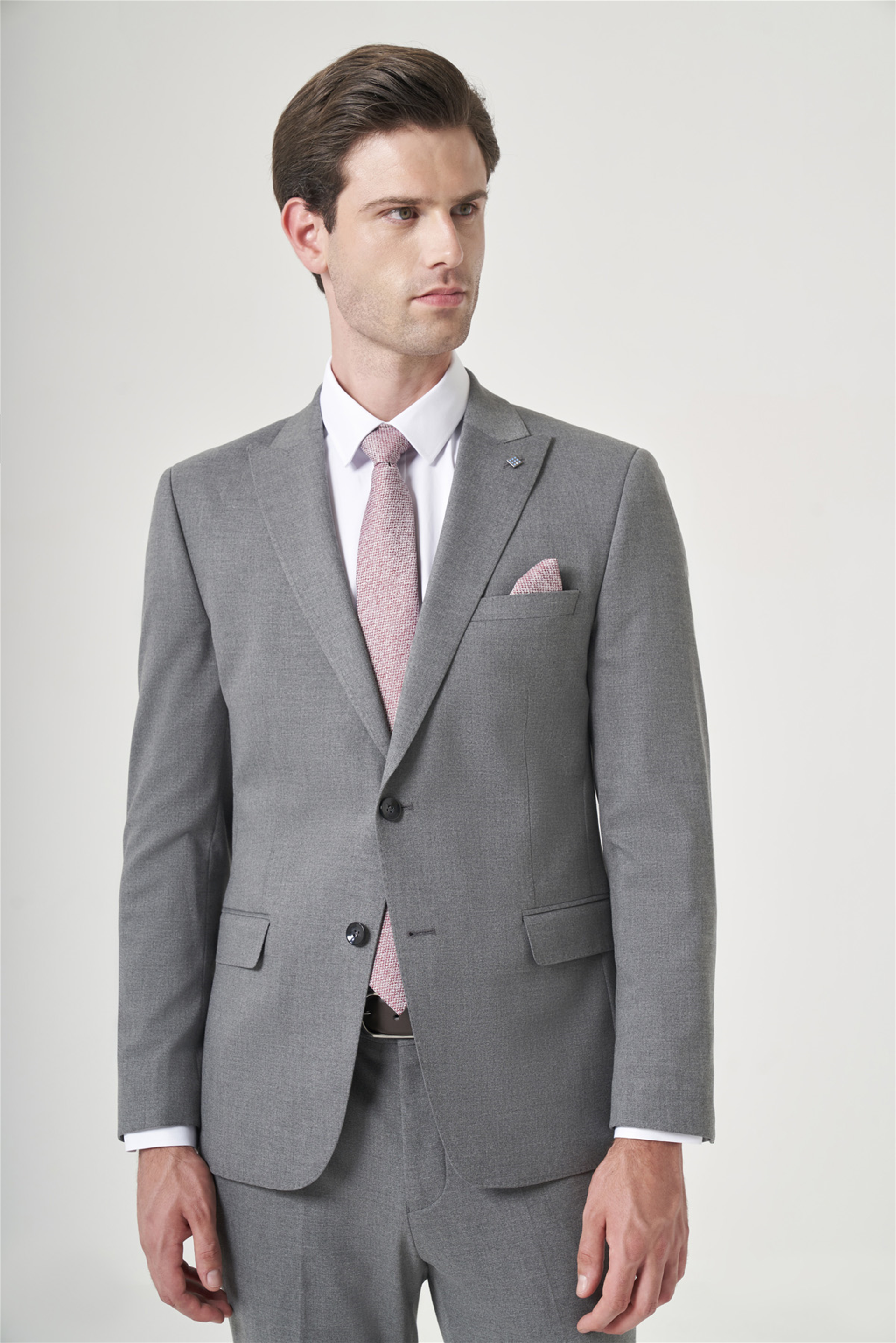 İMZA Gri Kırlangıç Yaka 6 Drop Slim Fit Tam Astar Esnek Takım Elbise 1001260148 görsel 3