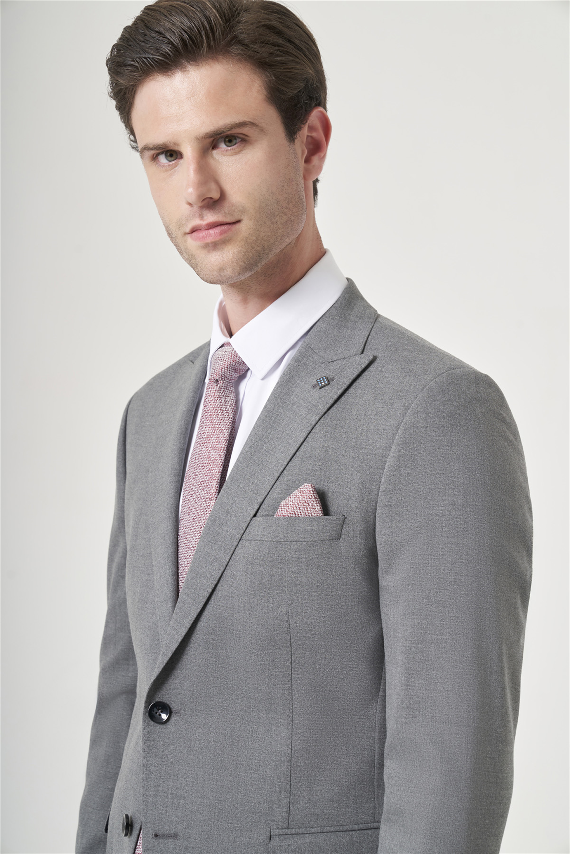 İMZA Gri Kırlangıç Yaka 6 Drop Slim Fit Tam Astar Esnek Takım Elbise 1001260148 görsel 4