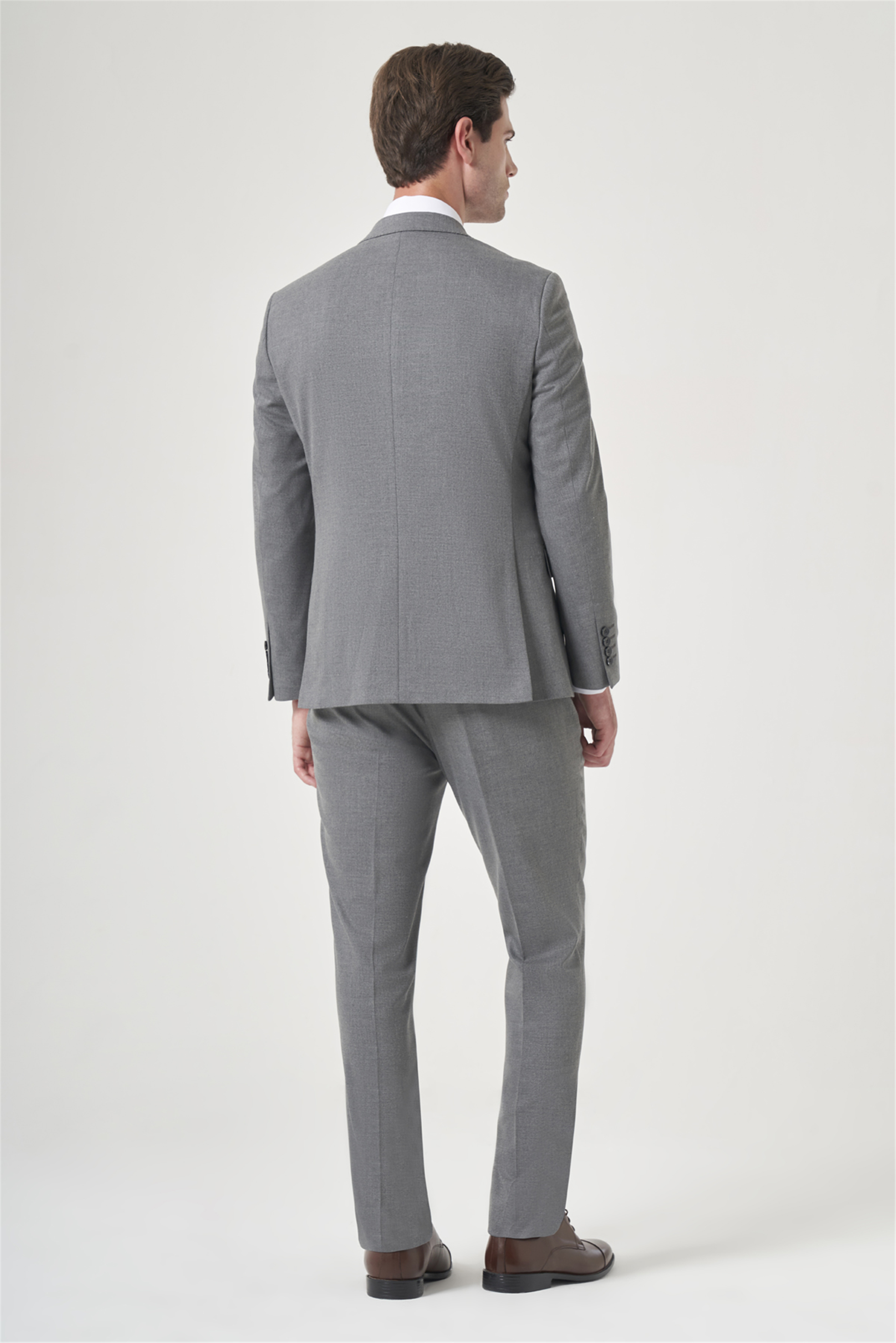 İMZA Gri Kırlangıç Yaka 6 Drop Slim Fit Tam Astar Esnek Takım Elbise 1001260148 görsel 5