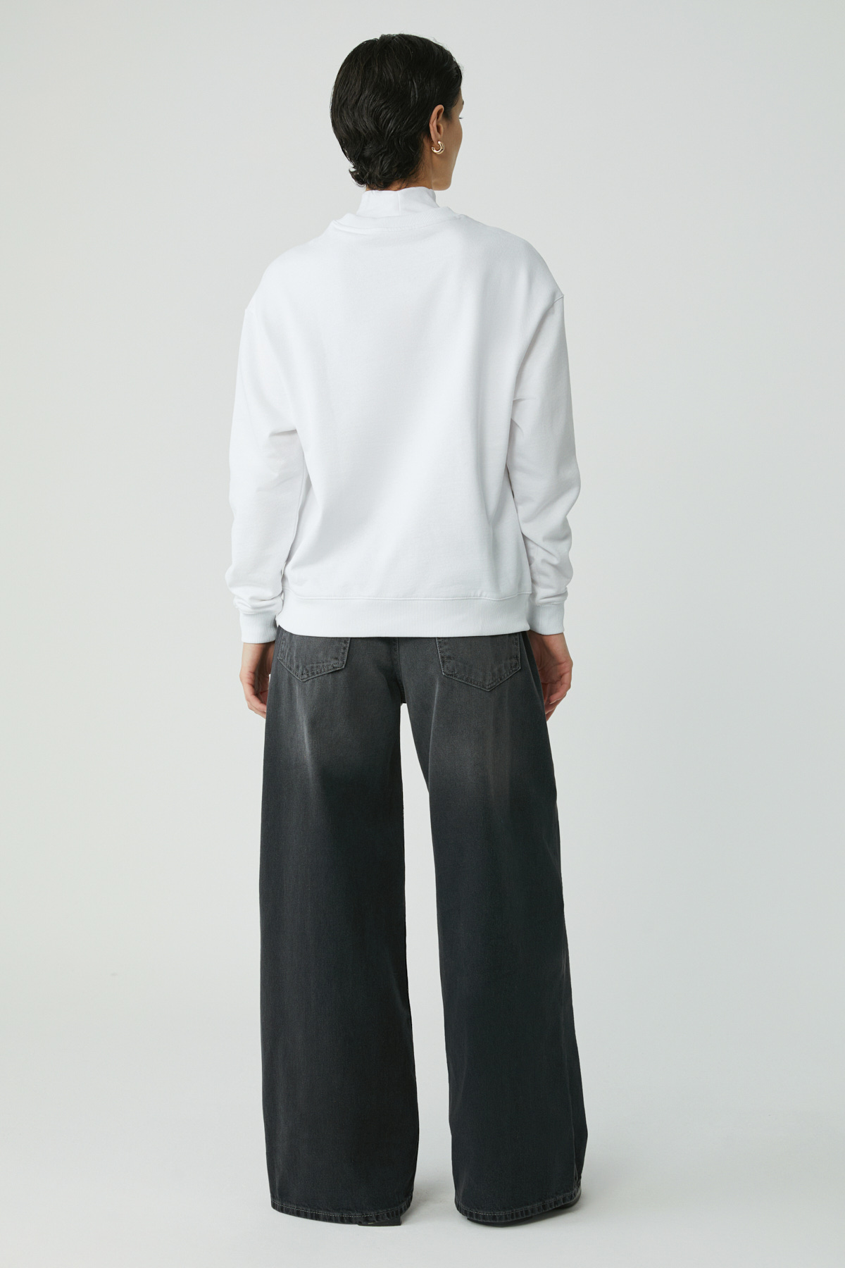 ETHIQUET ALFREDA Kadın Pamuklu Içi Polarlı Yumuşacık Yuvarlak Yaka Comfort Fit Basıc BEYAZ Sweatshirt görsel 6