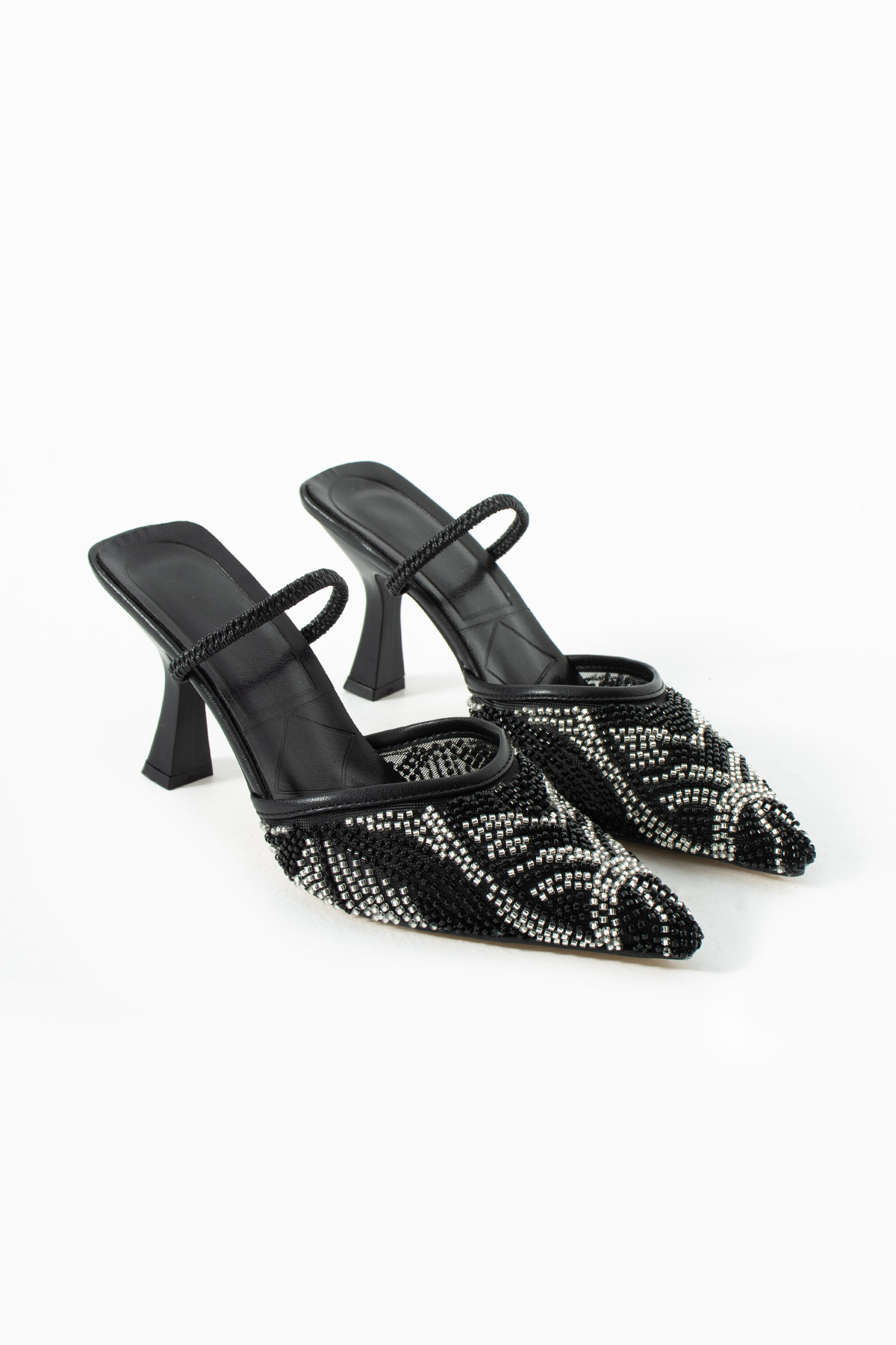 DUXAL SHOES Liza Işıltılı Boncuk Detaylı Sivri Burun Topuklu Ayakkabı