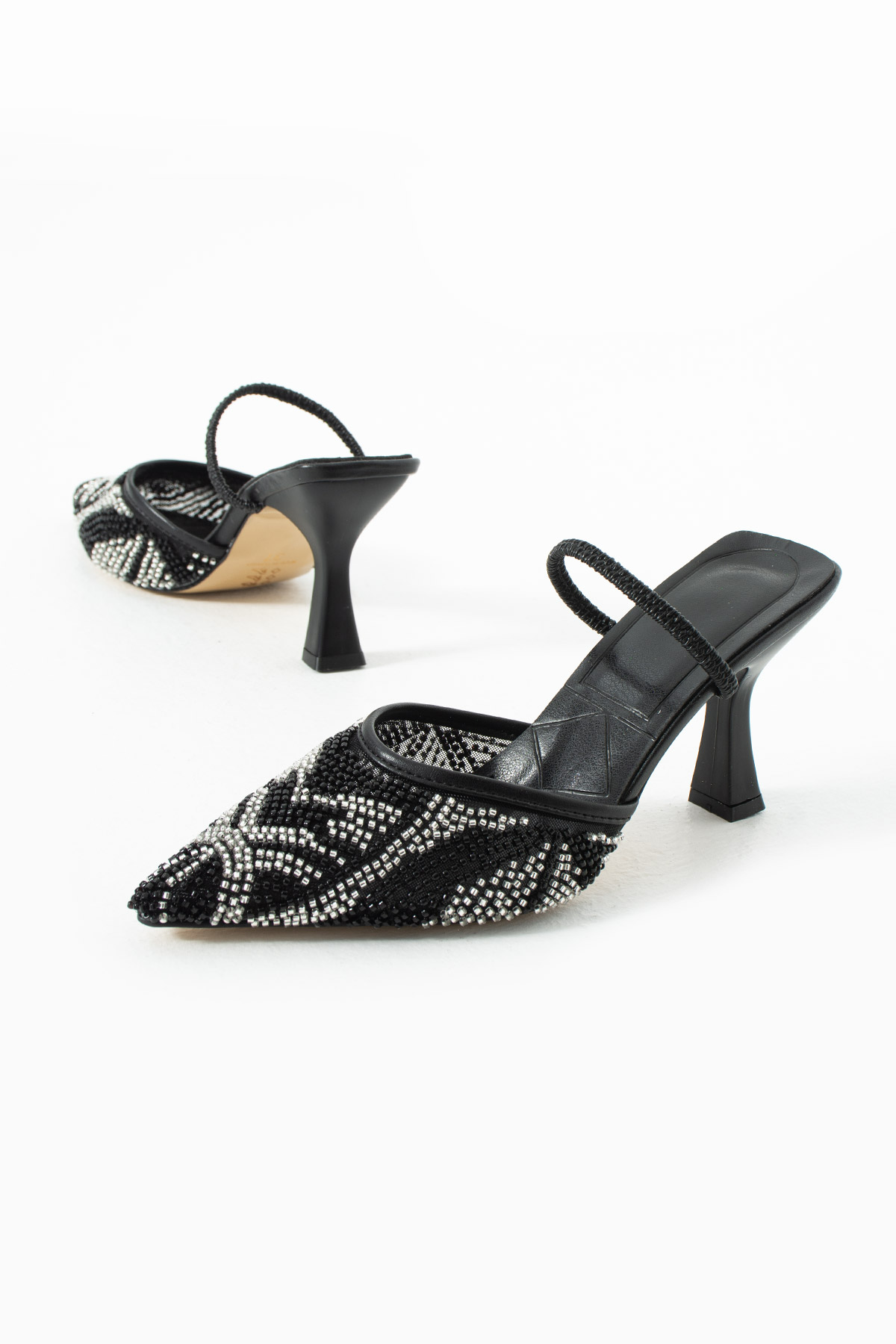 DUXAL SHOES Liza Işıltılı Boncuk Detaylı Sivri Burun Topuklu Ayakkabı görsel 5