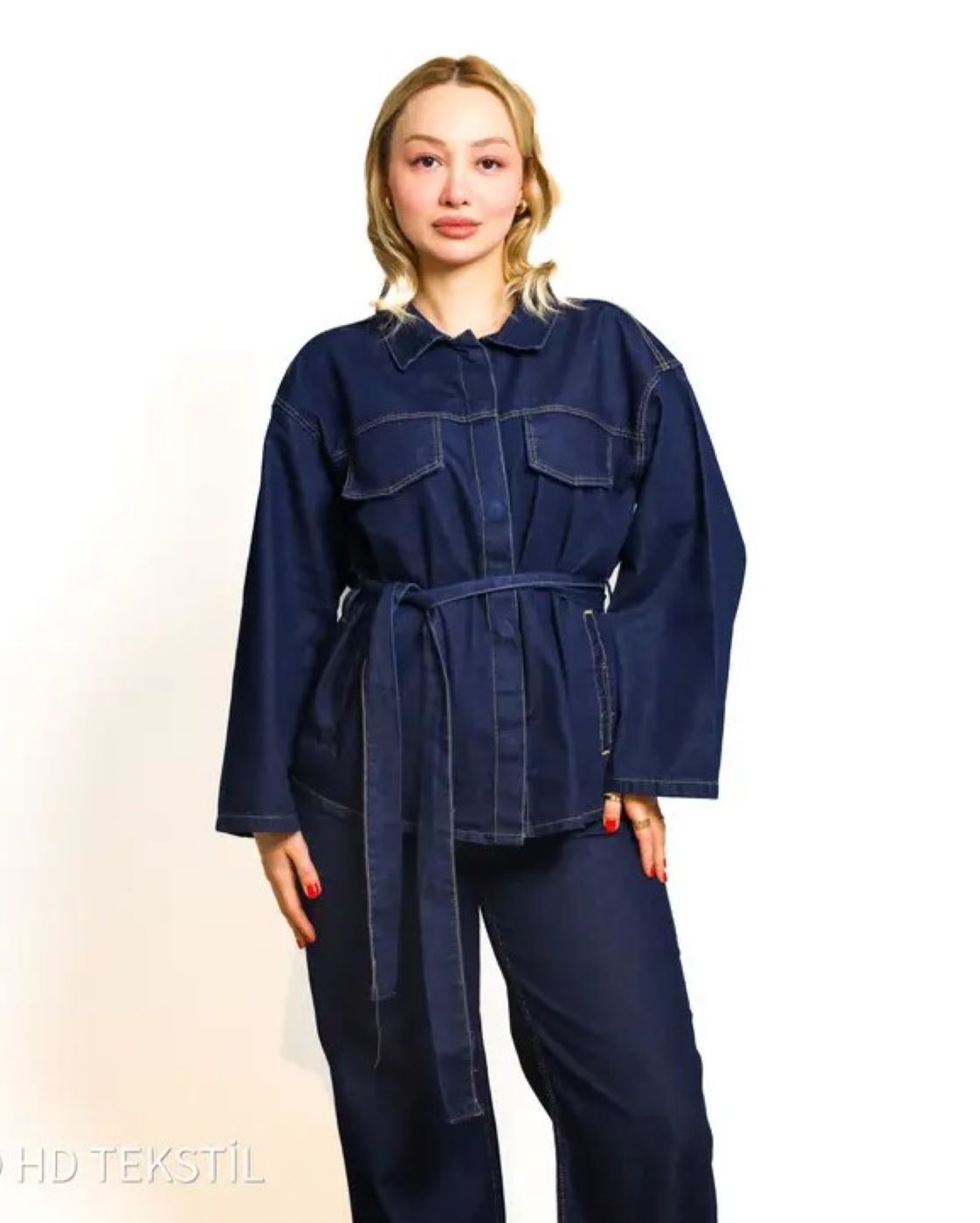 ginger love Belden Bağlamalı Denim Takım