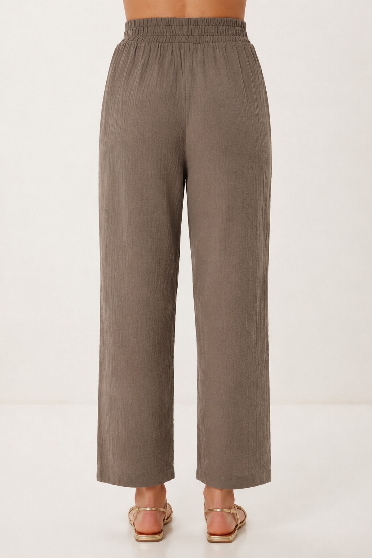 Happiness İstanbul Oversize Müslin Gömlek Pantolon Takım VİZON LSA0014 görsel 5