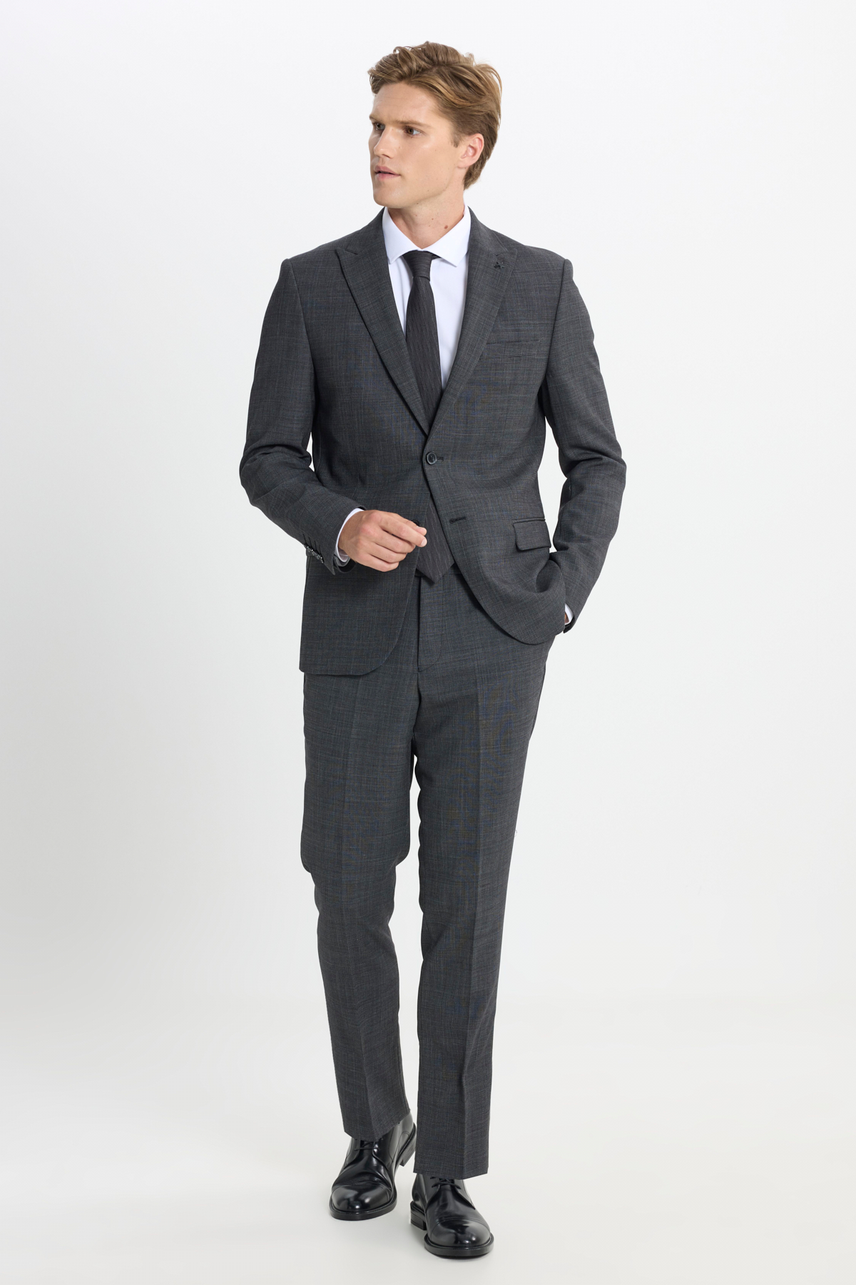 Altınyıldız Classics Erkek Antrasit Taşınabilir Torbalı Slim Fit Mono Yaka Desenli Takım Elbise görsel 2