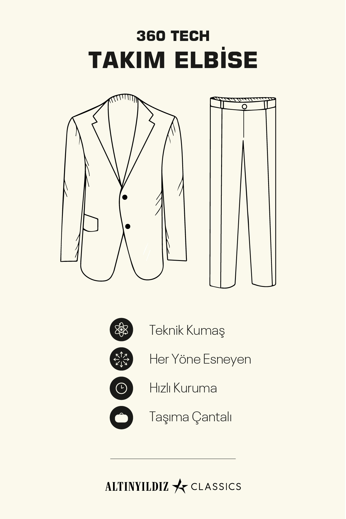 Altınyıldız Classics Erkek Antrasit Taşınabilir Torbalı Slim Fit Mono Yaka Desenli Takım Elbise görsel 4