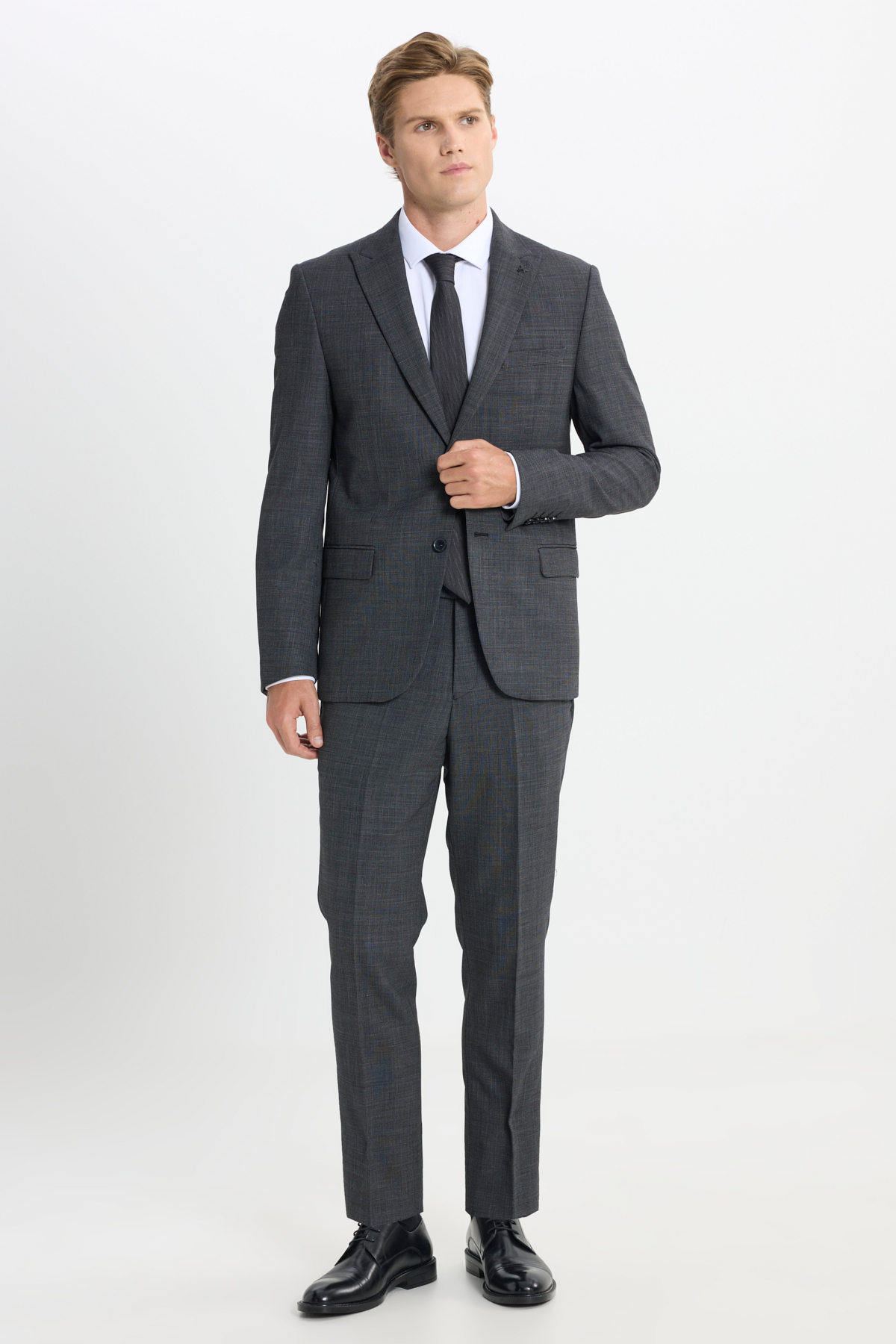 Altınyıldız Classics Erkek Antrasit Taşınabilir Torbalı Slim Fit Mono Yaka Desenli Takım Elbise görsel 5