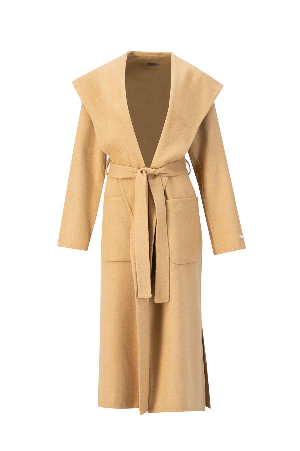 ARMİNE Handmade Kapüşonlu Manto 24K8109 Camel görsel 6