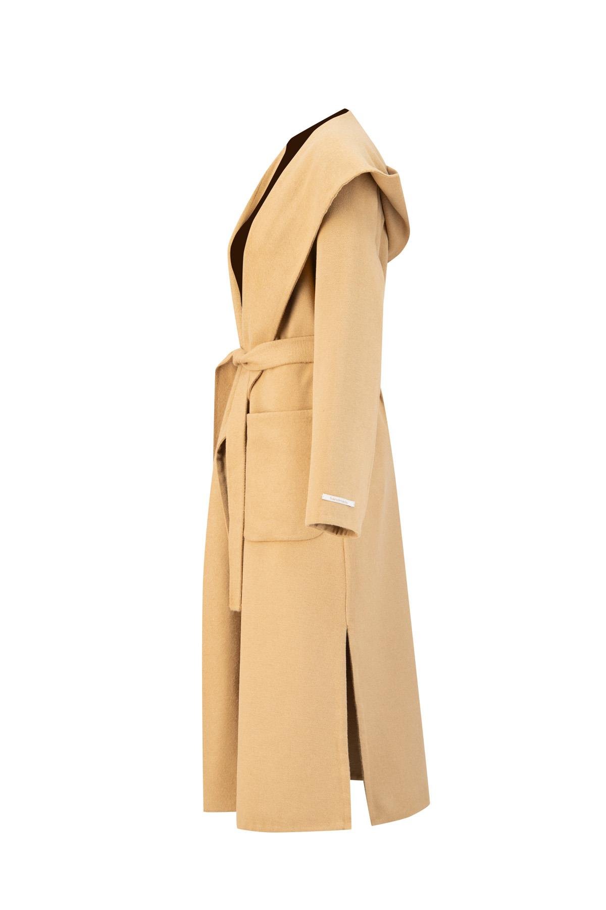 ARMİNE Handmade Kapüşonlu Manto 24K8109 Camel görsel 7