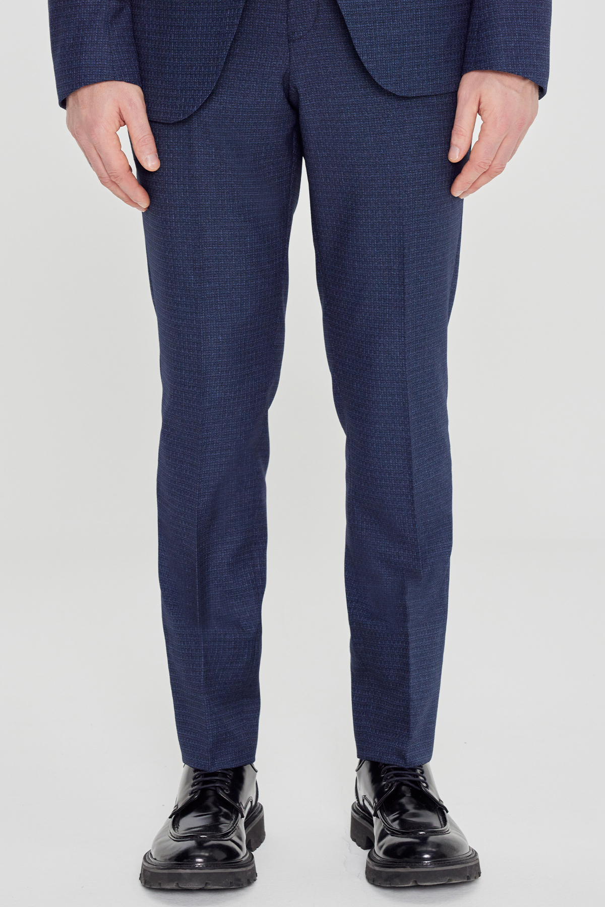 Altınyıldız Classics Erkek Lacivert-Mavi Slim Fit Dar Kesim Mono Yaka Desenli Takım Elbise görsel 5