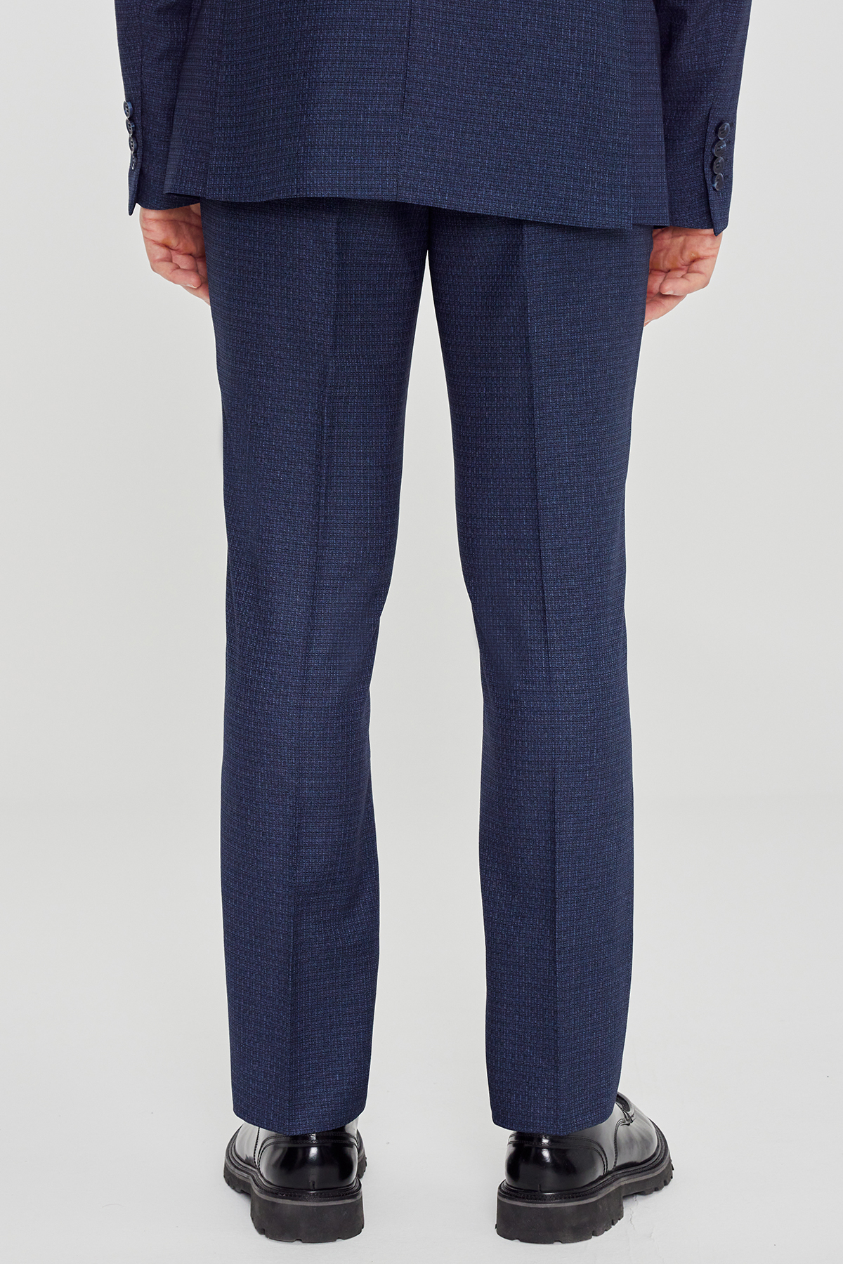 Altınyıldız Classics Erkek Lacivert-Mavi Slim Fit Dar Kesim Mono Yaka Desenli Takım Elbise görsel 7