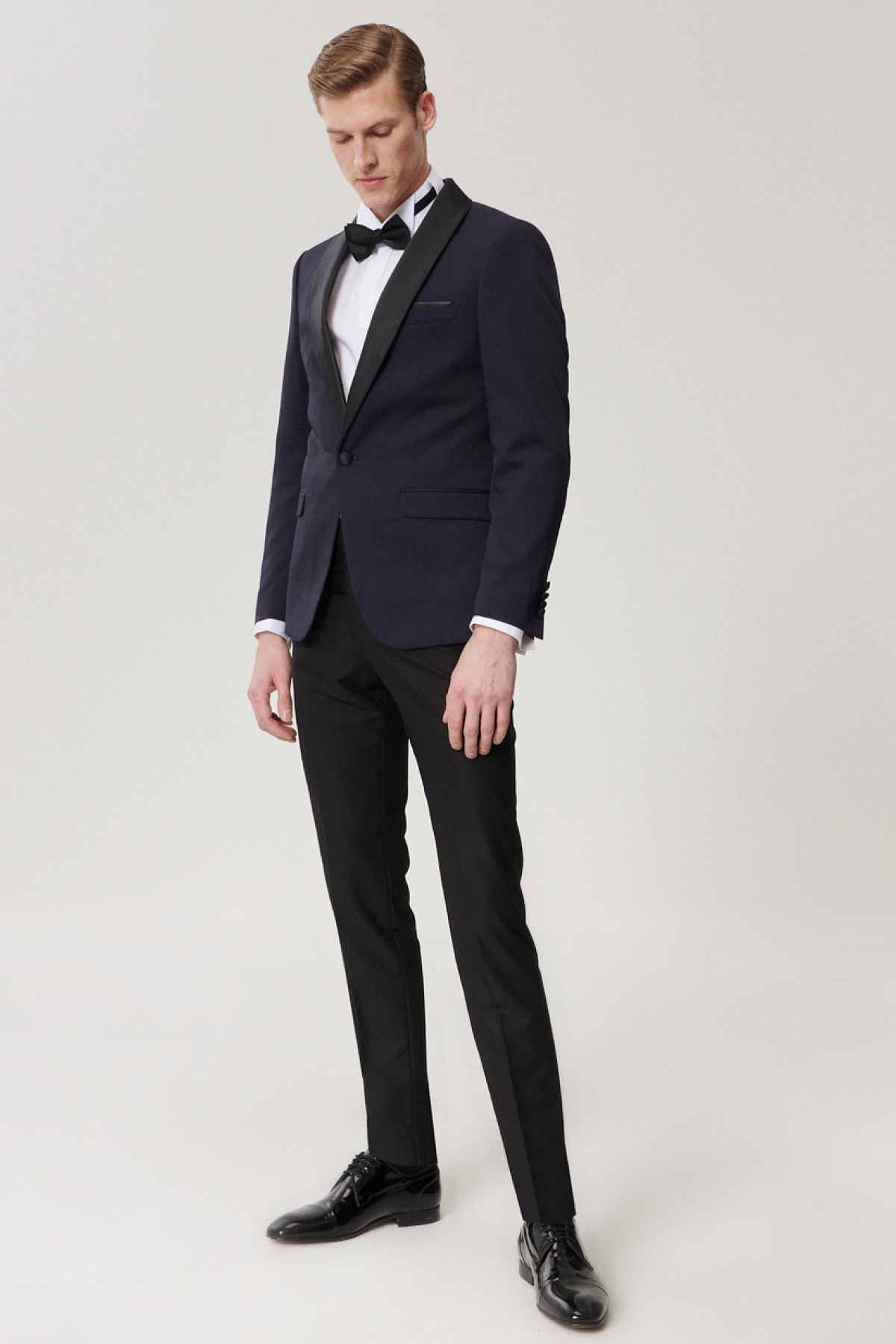 Altınyıldız Classics Erkek Lacivert-Siyah Ekstra Slim Fit Desenli Smokin Damatlık görsel 2