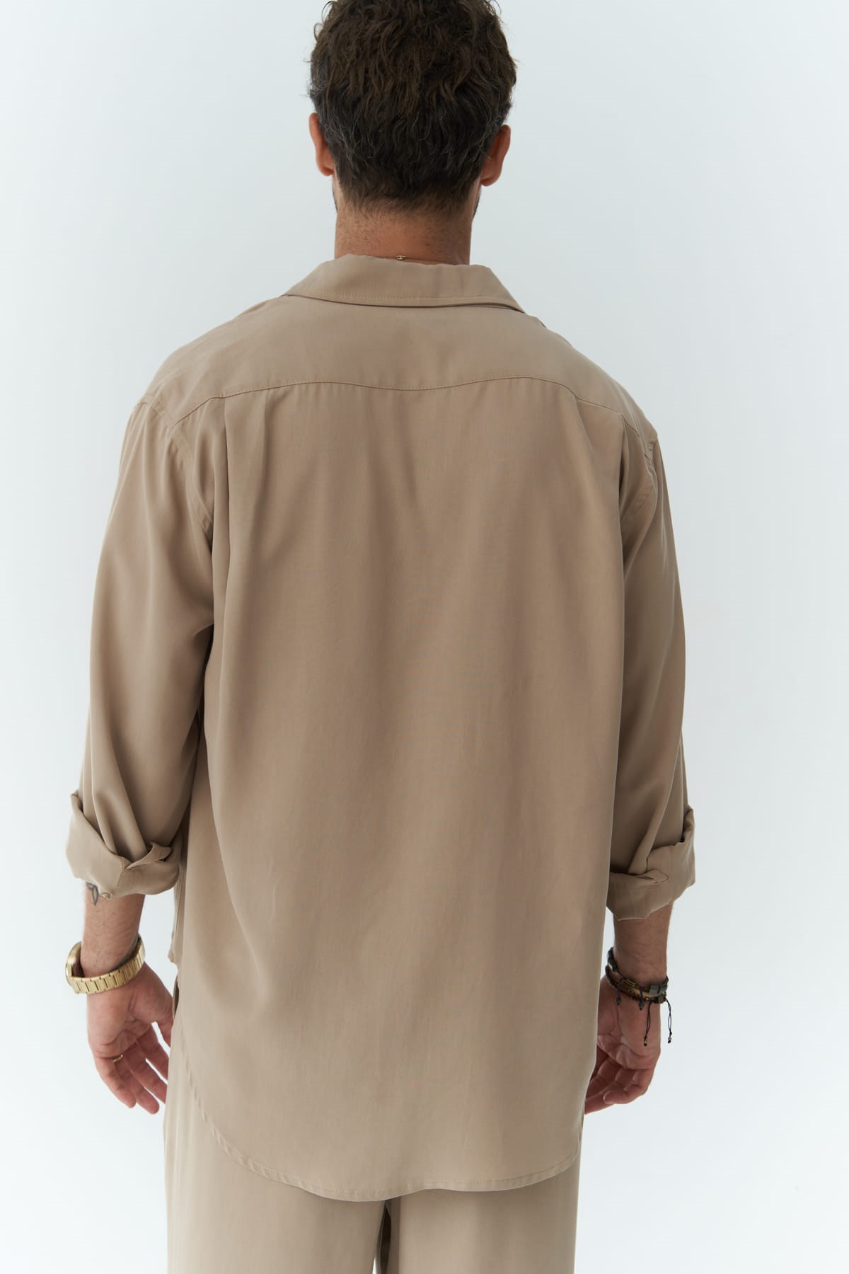 Mai Collection Jonathan Erkek Koyu Vizon Gömlek Pantolon Takım görsel 3