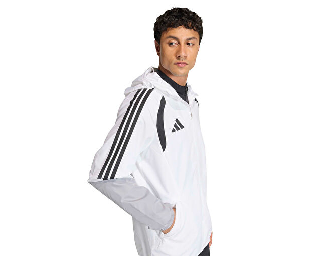Adidas Tiro26C Aw Jkt Erkek Futbol Antrenman Yağmurluk KB0140 Beyaz görsel 4