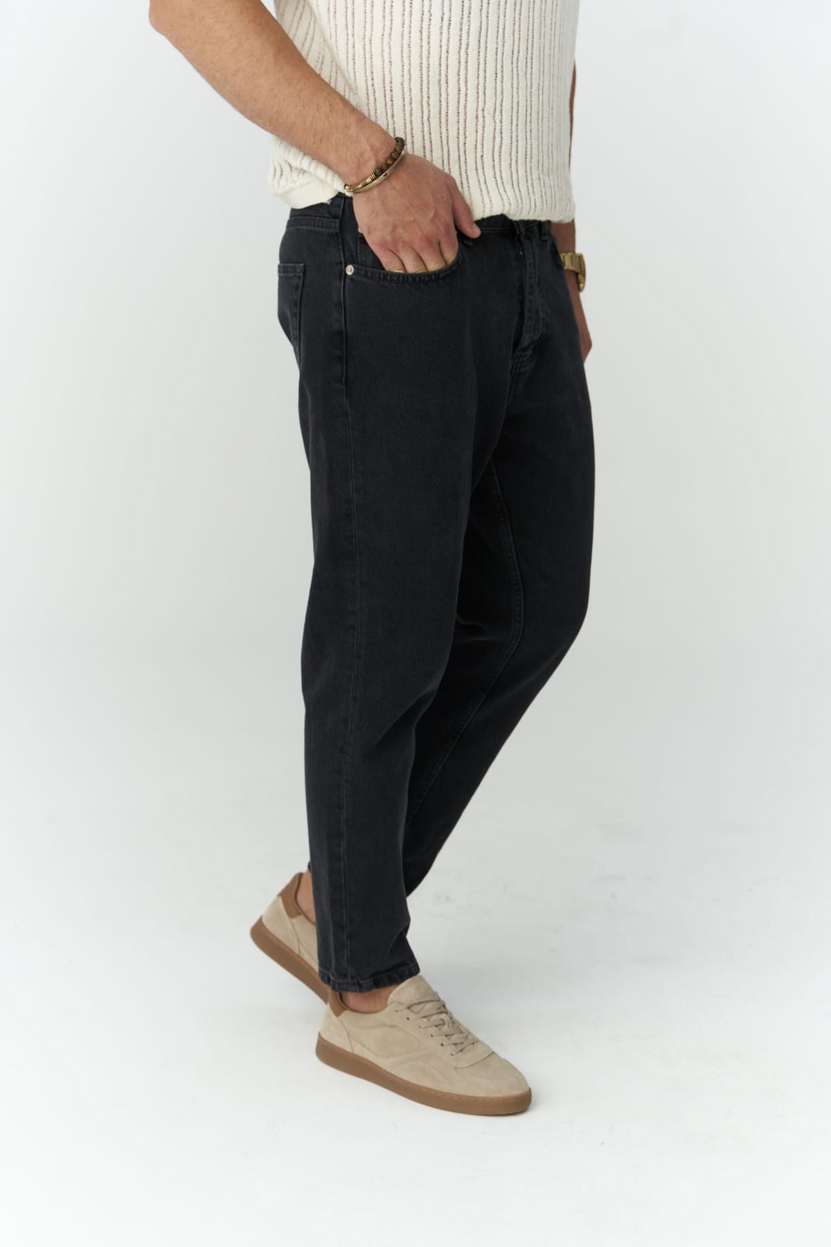 Mai Collection Grant Siyah Erkek %100 Pamuk Jean Pantolon görsel 5
