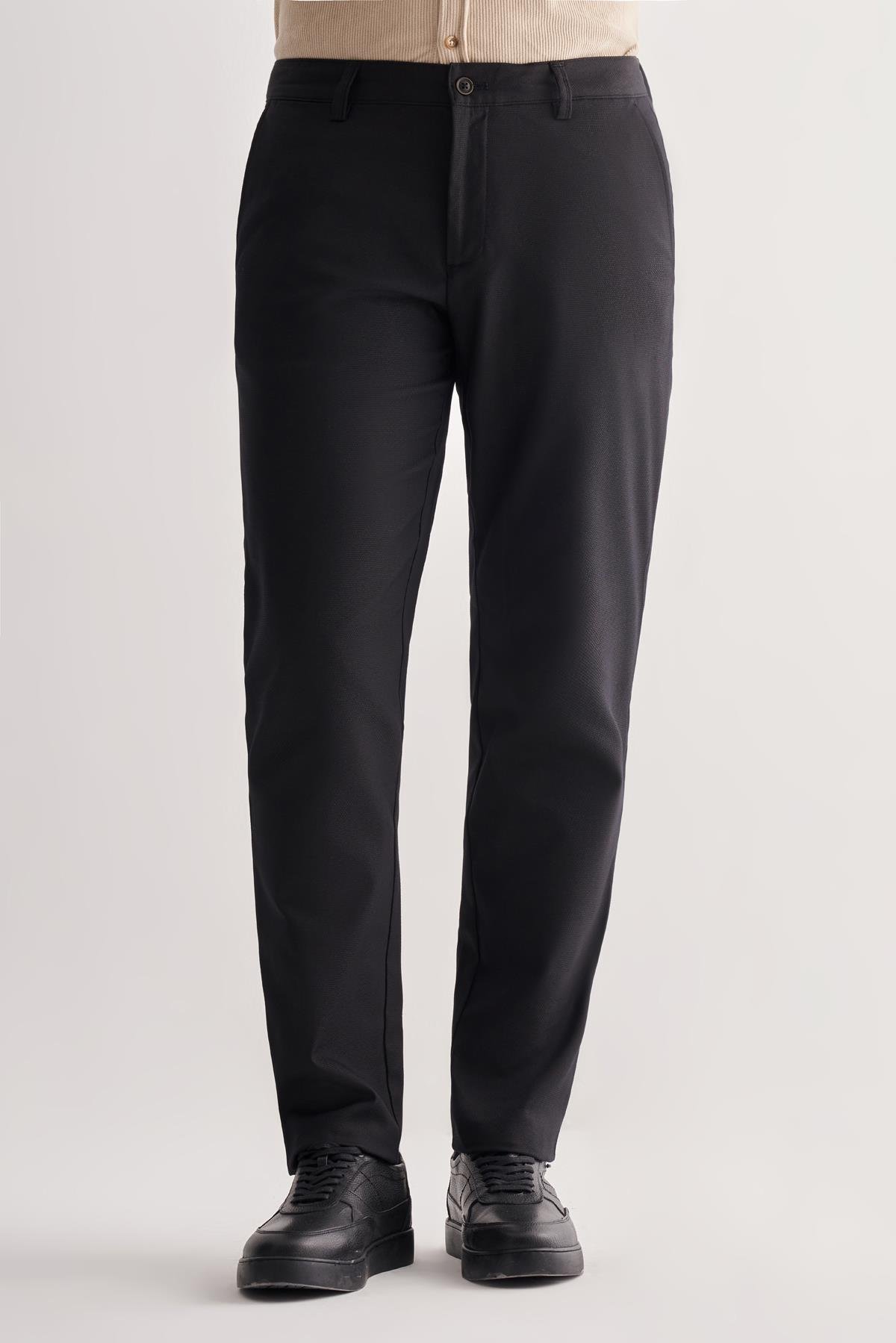 İMZA Siyah Yan Cep Düz Paça Pamuklu Comfort Fit Chino Casual Pantolon 1003255166