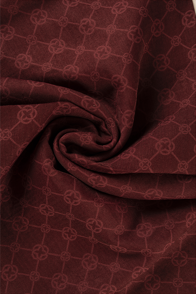 AKER Bordo 75X190 CM Elegance Monogram Şal görsel 2