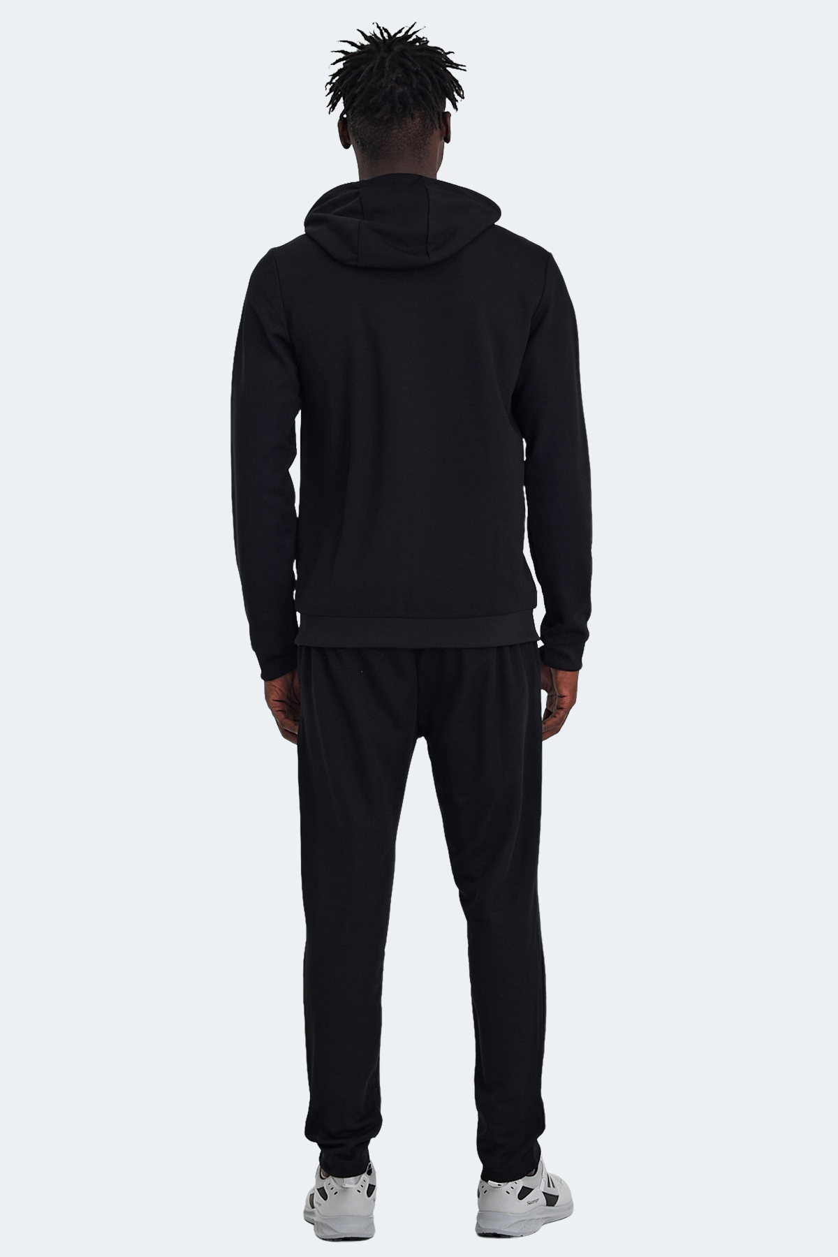 SLAZENGER RICH Erkek Fermuarlı Kapüşonlu Cepli Siyah Eşofman Takımı görsel 3