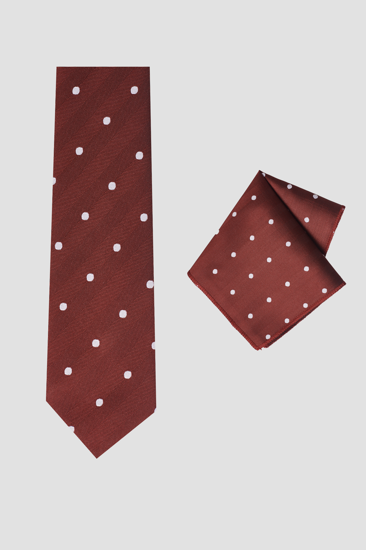 Altınyıldız Classics Erkek Bordo-Beyaz Kravat-Mendil Set