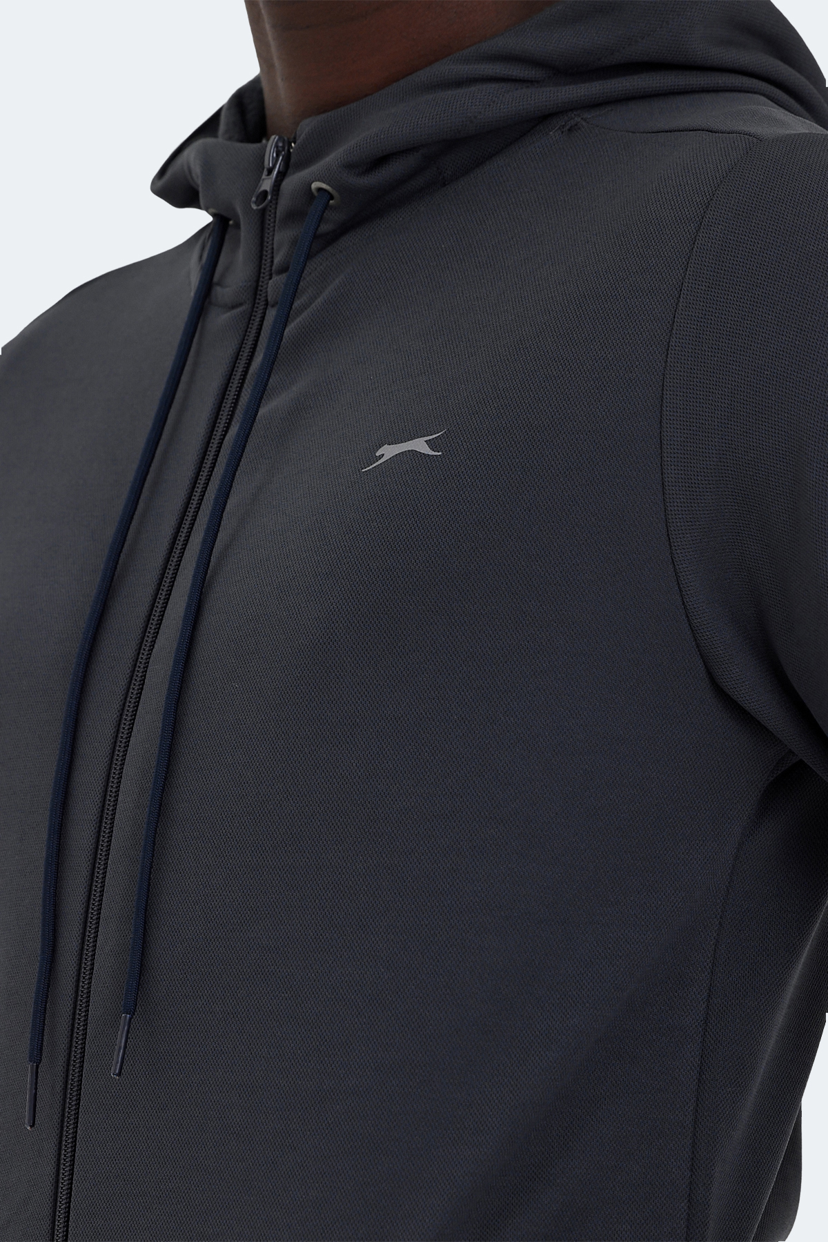 SLAZENGER RICH Erkek Fermuarlı Kapüşonlu Cepli Koyu Gri Eşofman Takımı görsel 5