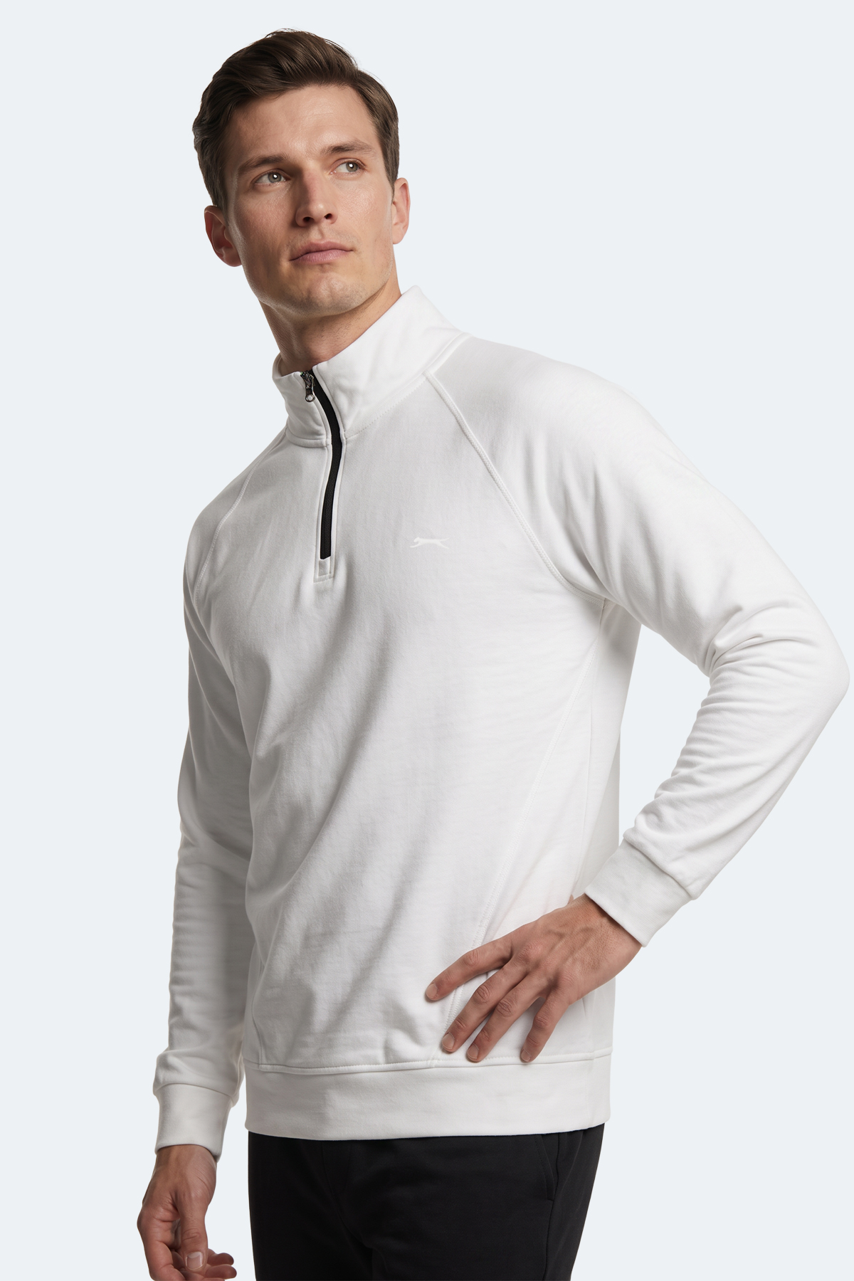 SLAZENGER MALIKA Erkek Ekru Sweatshırt görsel 3
