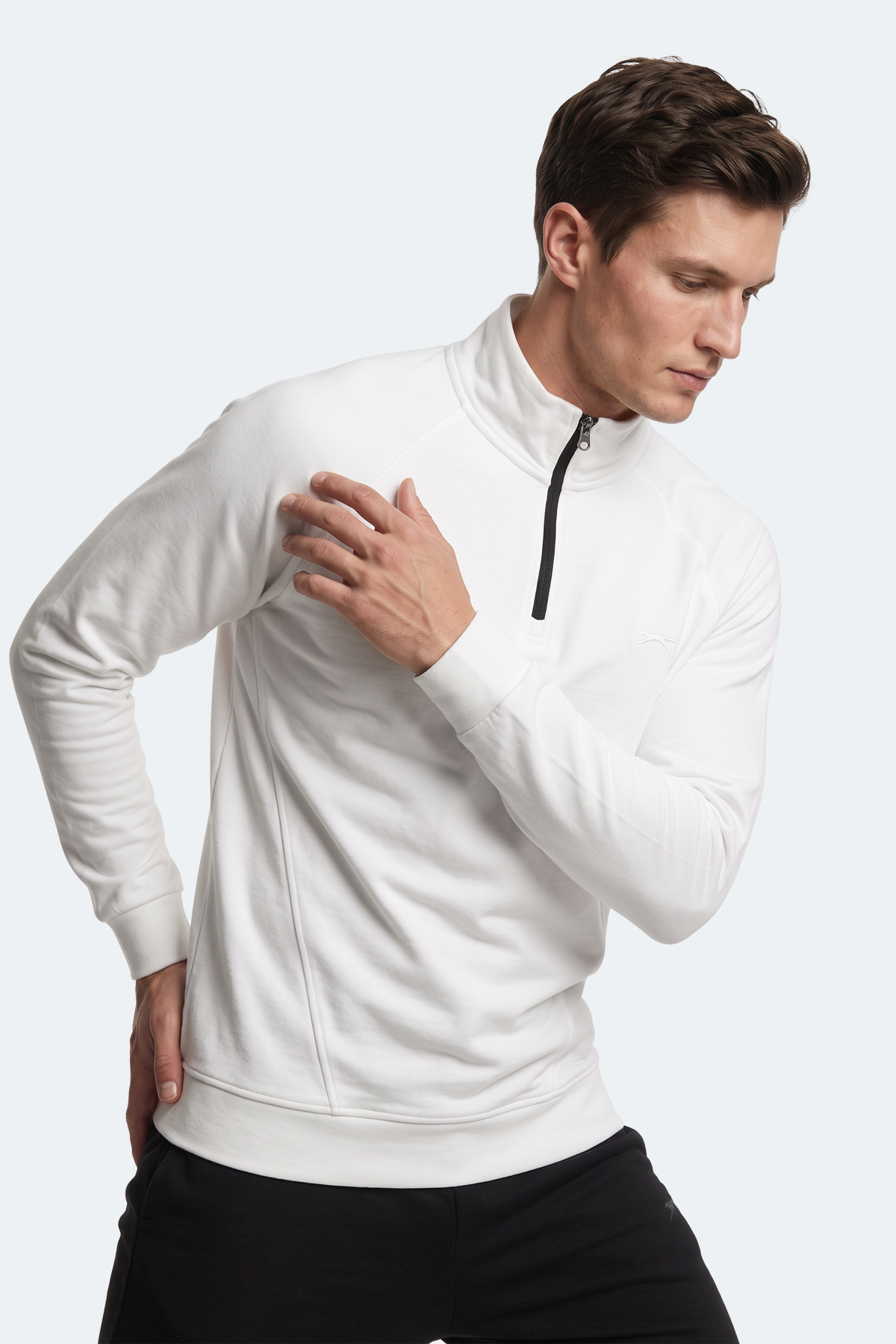 SLAZENGER MALIKA Erkek Ekru Sweatshırt görsel 4