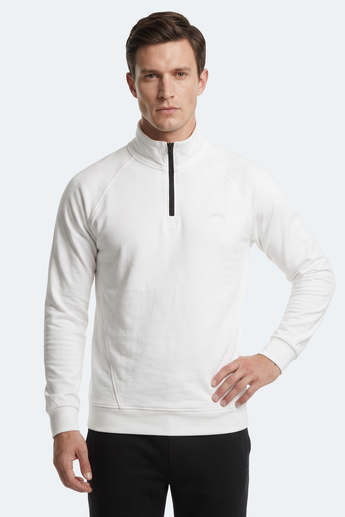 SLAZENGER MALIKA Erkek Ekru Sweatshırt görsel 6