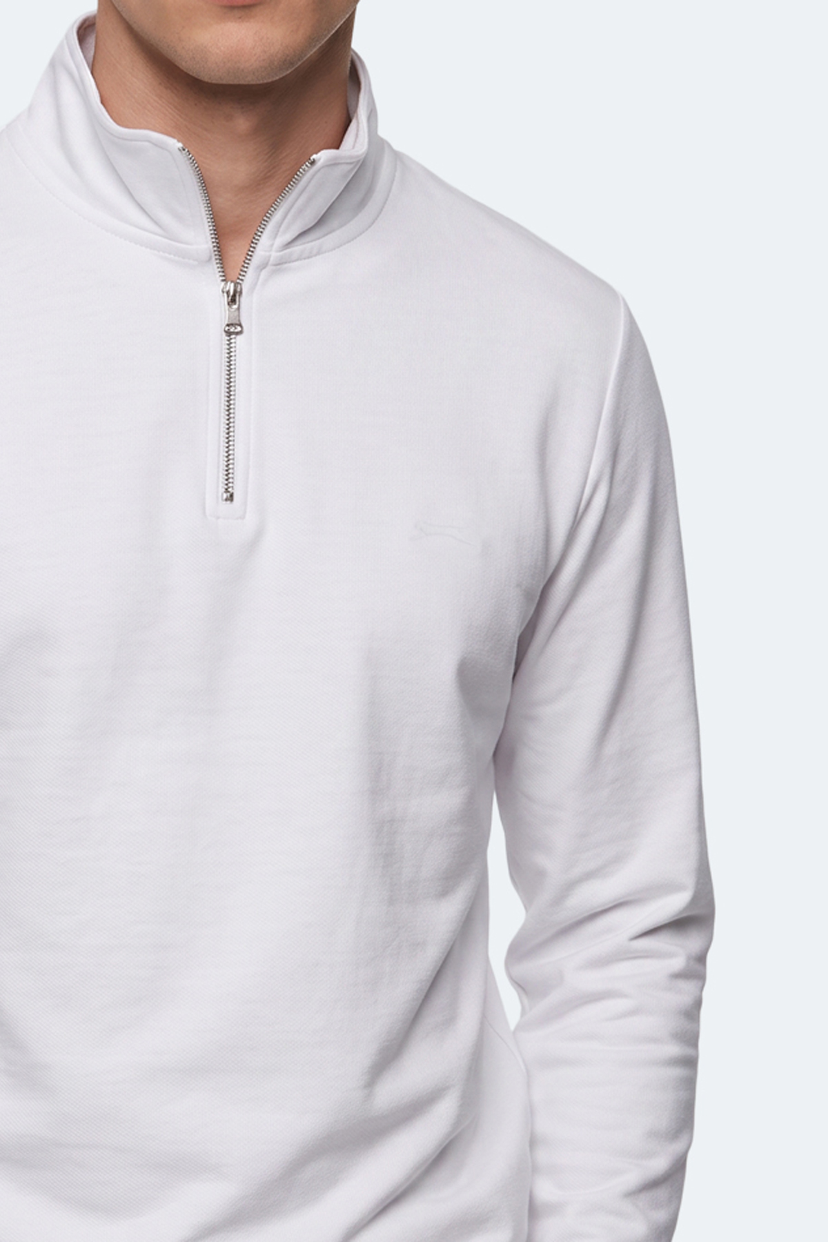 SLAZENGER KIVO I Erkek Dik Yaka Fermuarlı Beyaz Sweatshırt görsel 2
