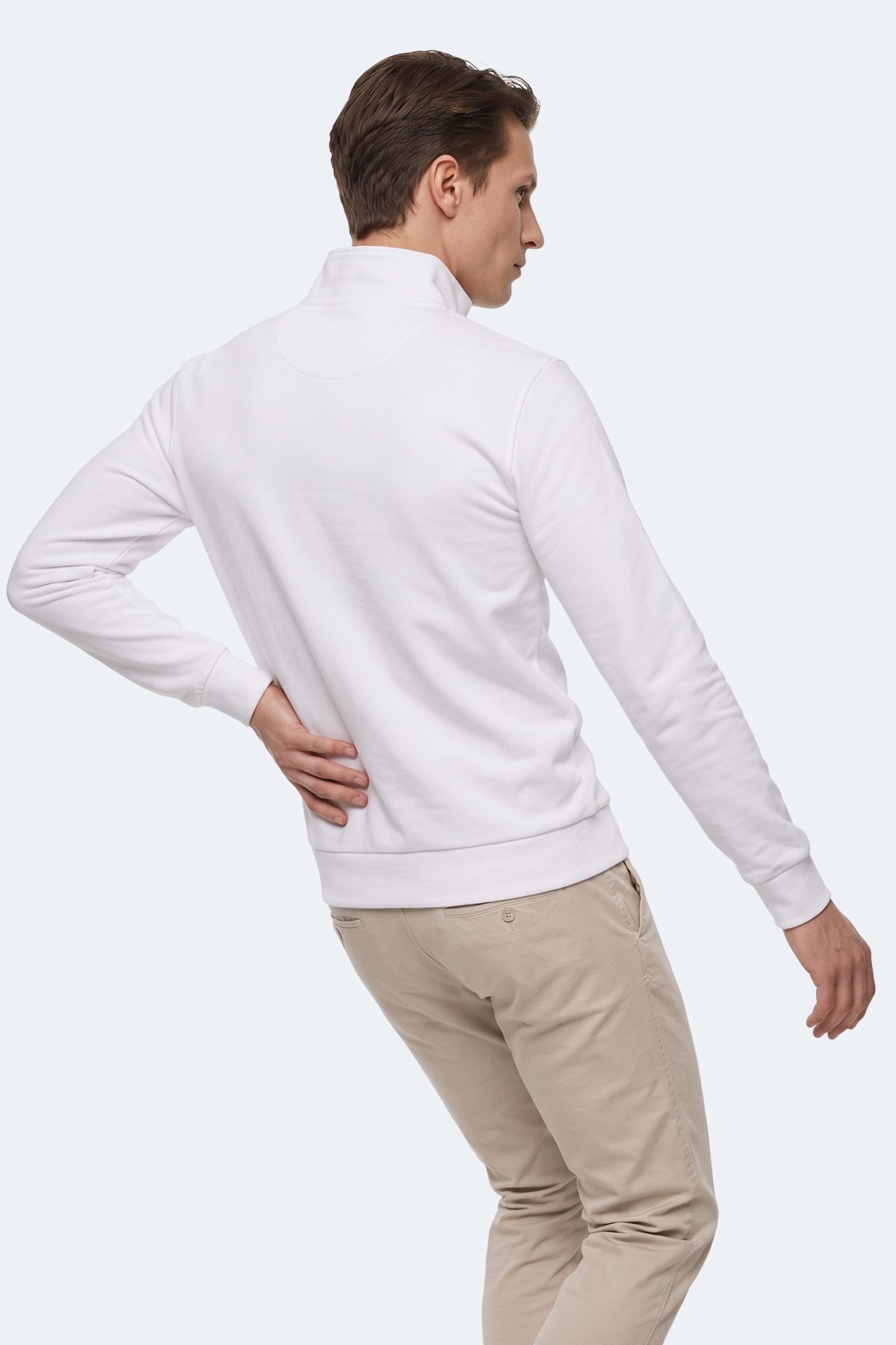 SLAZENGER KIVO I Erkek Dik Yaka Fermuarlı Beyaz Sweatshırt görsel 6