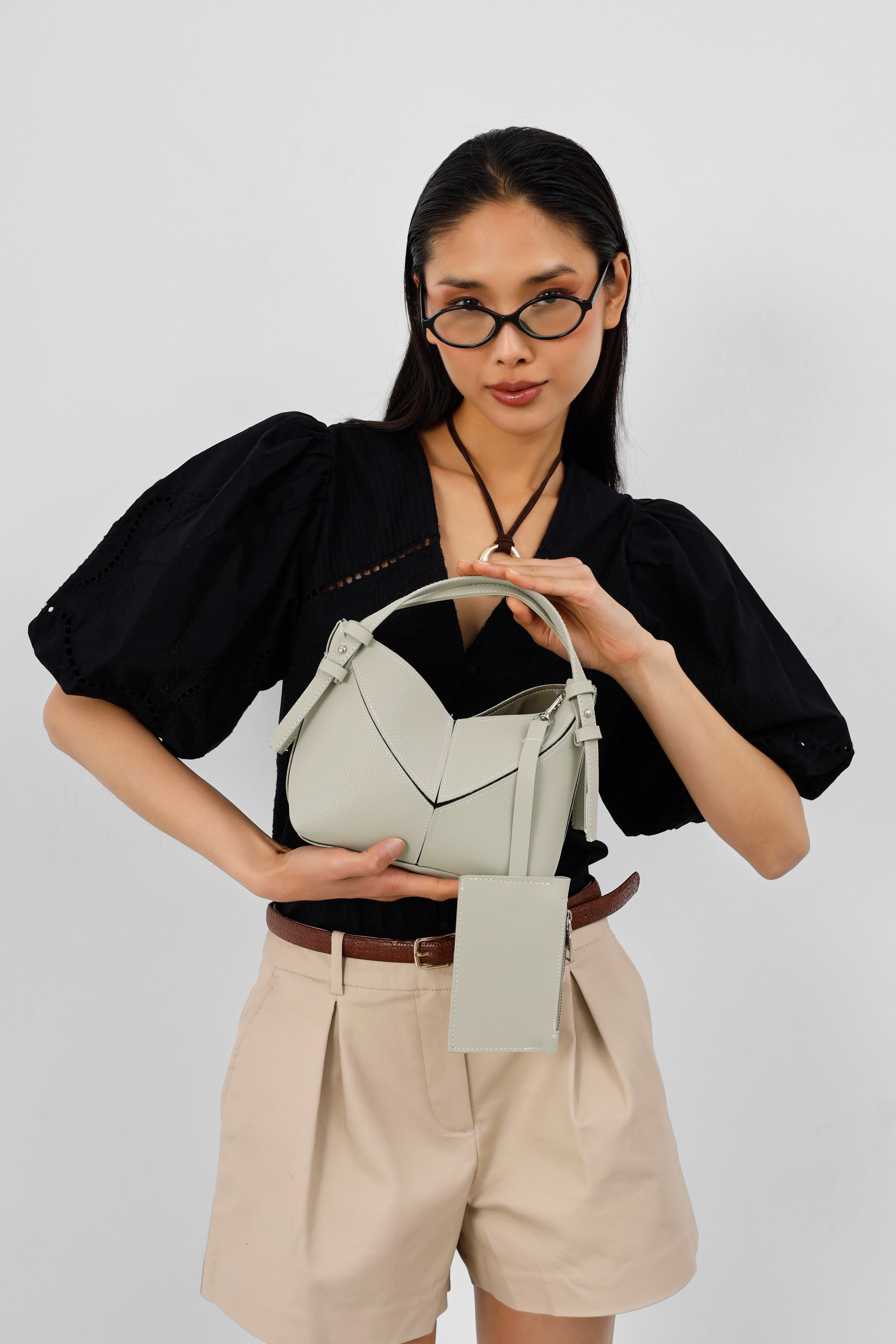Shulebags Rada Asimetrik Charmlı El Ve Çapraz Çanta Mint görsel 3