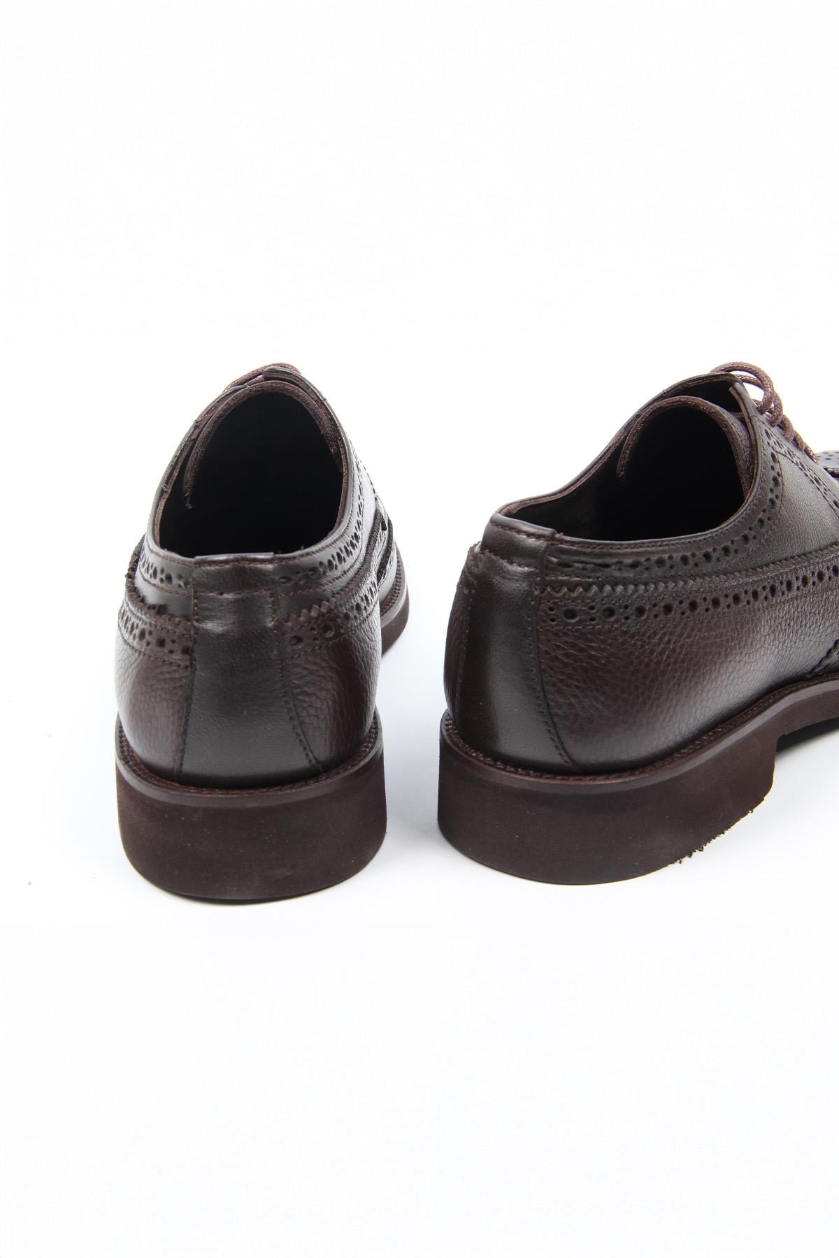 igs Kahve Deri Klasik Erkek Ayakkabı Brogue Detaylı Bağcıklı Model görsel 4