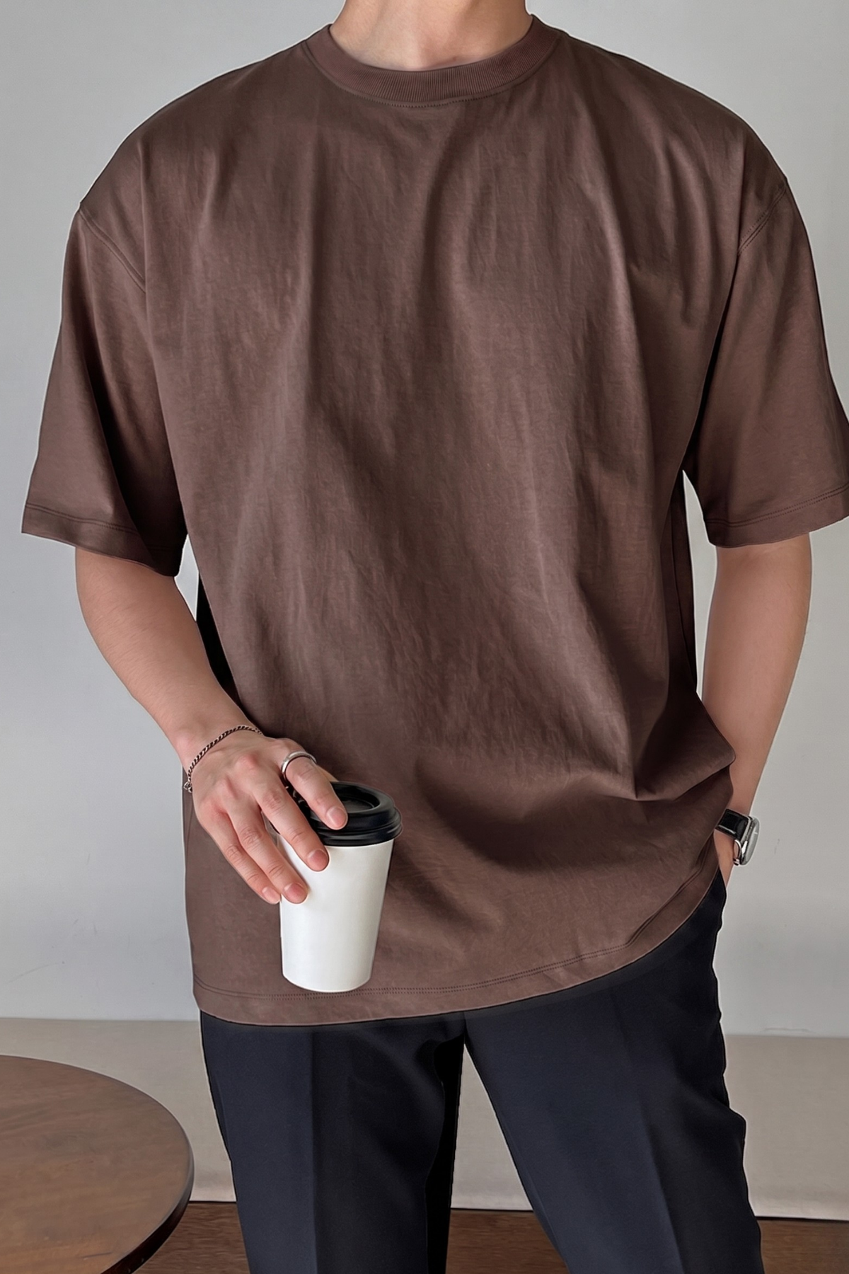 Genius Store Erkek Oversize Tişört Pamuk Kumaş Bisiklet Yaka Rahat Kalıp Tişört