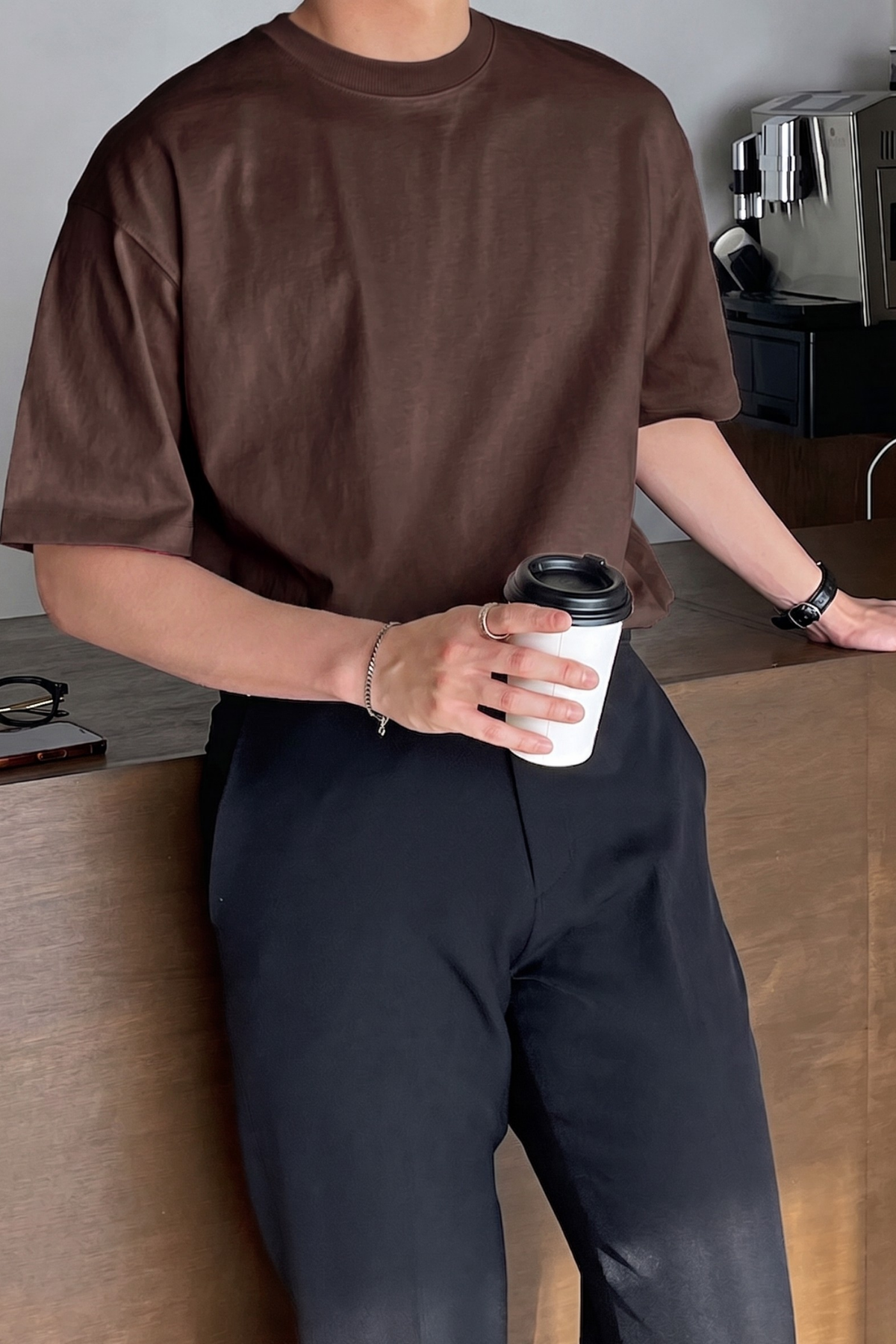 Genius Store Erkek Oversize Tişört Pamuk Kumaş Bisiklet Yaka Rahat Kalıp Tişört görsel 3