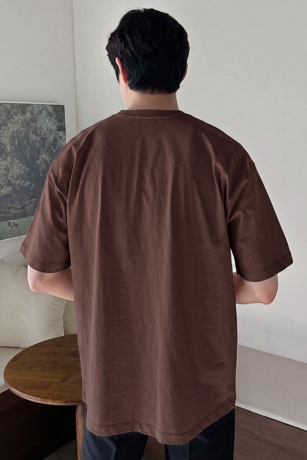 Genius Store Erkek Oversize Tişört Pamuk Kumaş Bisiklet Yaka Rahat Kalıp Tişört görsel 4