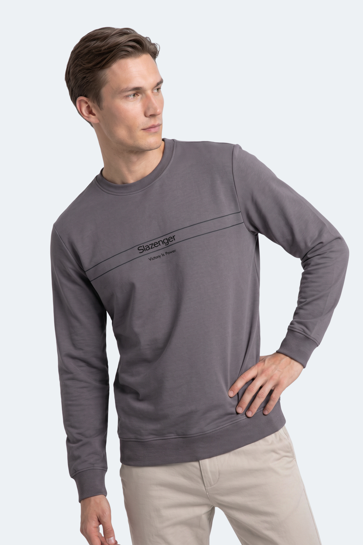 SLAZENGER GARRET Erkek Koyu Gri Sweatshırt görsel 4
